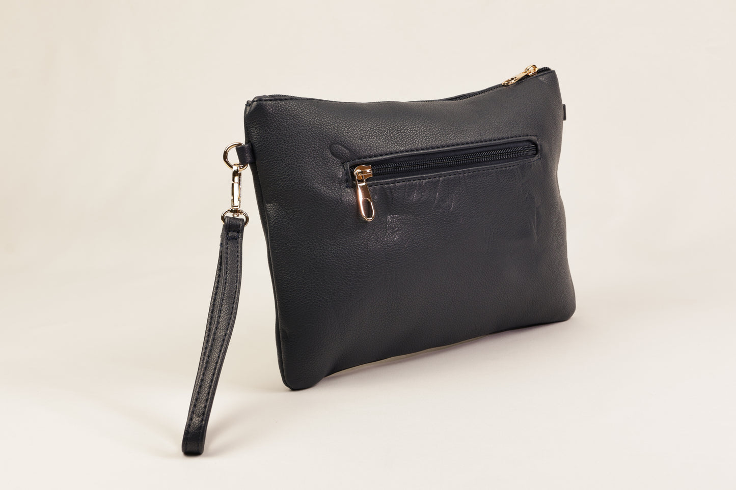 PLLCD Sleek Black PU Leather Clutch Bag with Wrist Strap - Stylish & Compact Handbag for Every Occasion