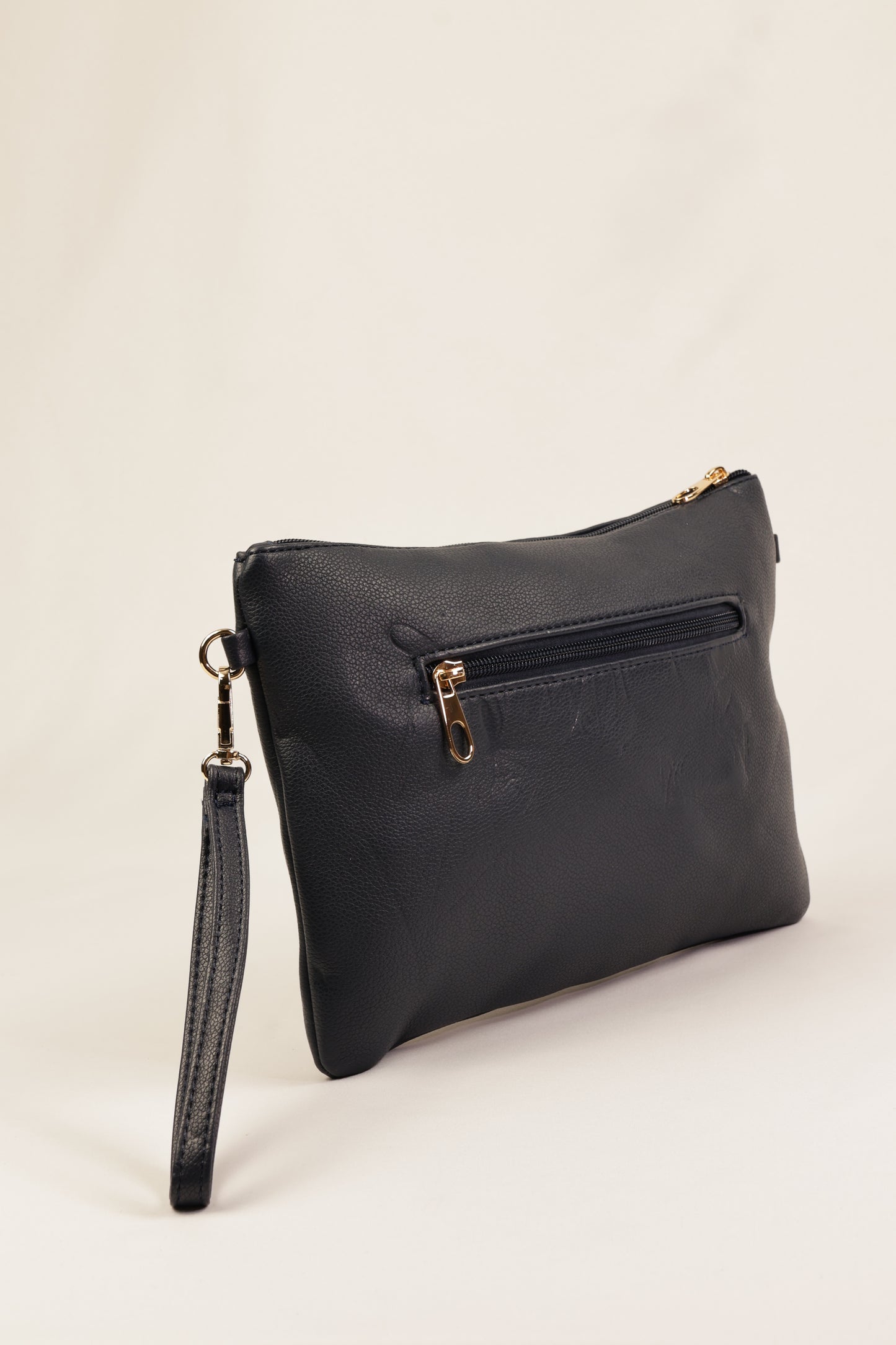 PLLCD Sleek Black PU Leather Clutch Bag with Wrist Strap - Stylish & Compact Handbag for Every Occasion