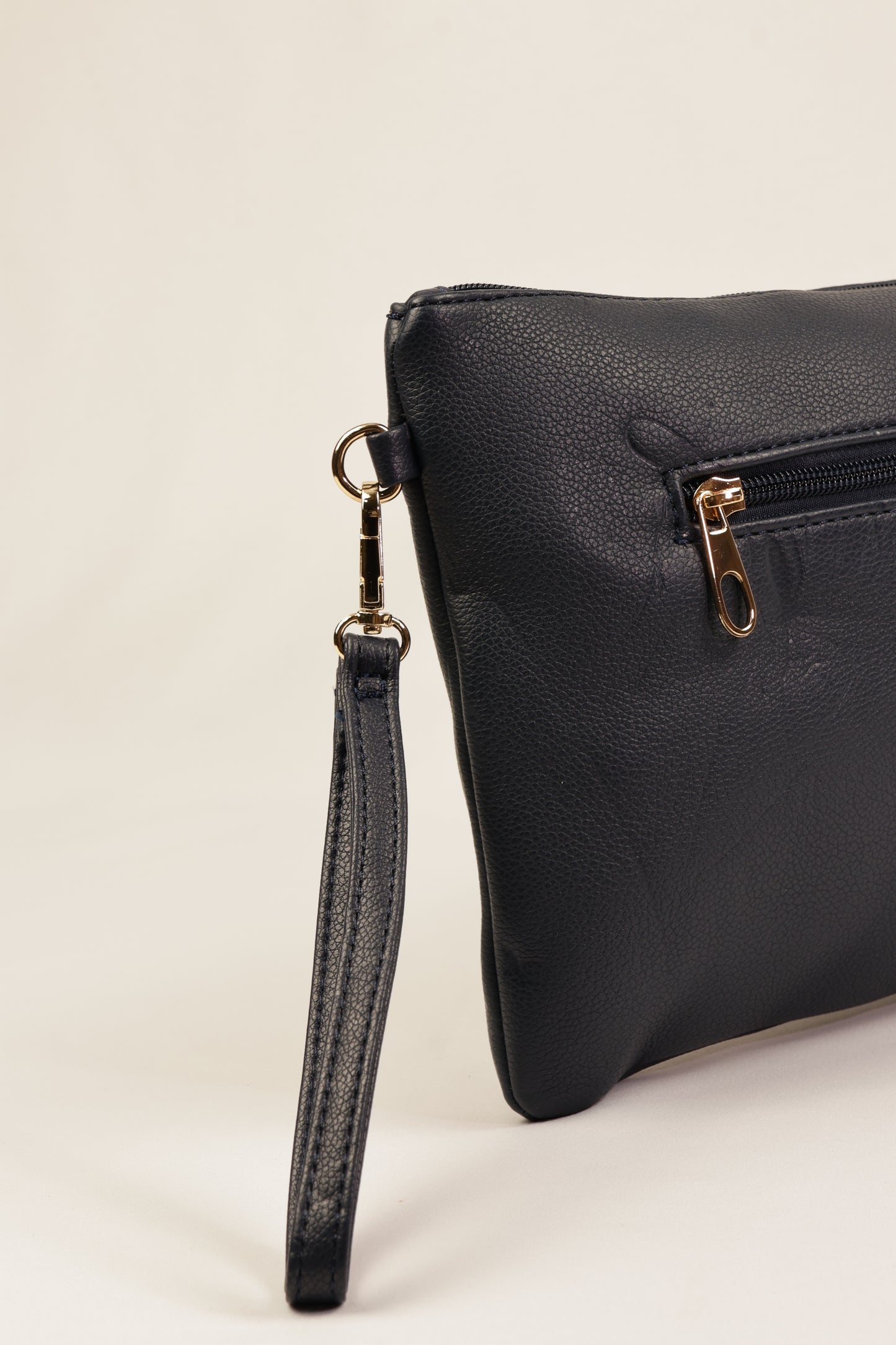 PLLCD Sleek Black PU Leather Clutch Bag with Wrist Strap - Stylish & Compact Handbag for Every Occasion