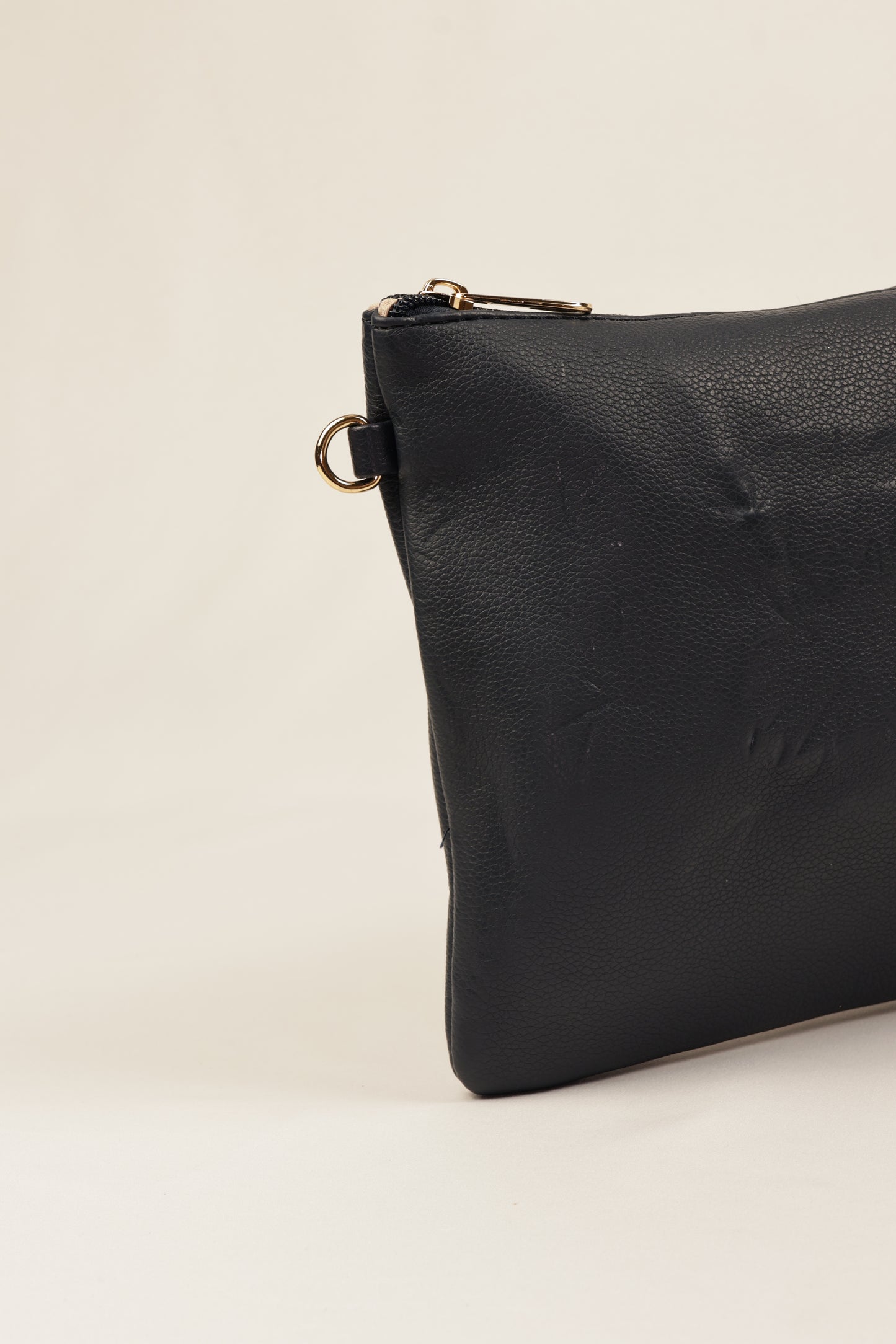 PLLCD Sleek Black PU Leather Clutch Bag with Wrist Strap - Stylish & Compact Handbag for Every Occasion