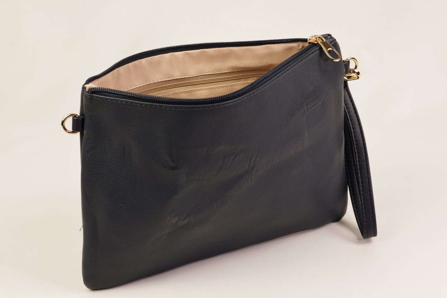 PLLCD Sleek Black PU Leather Clutch Bag with Wrist Strap - Stylish & Compact Handbag for Every Occasion