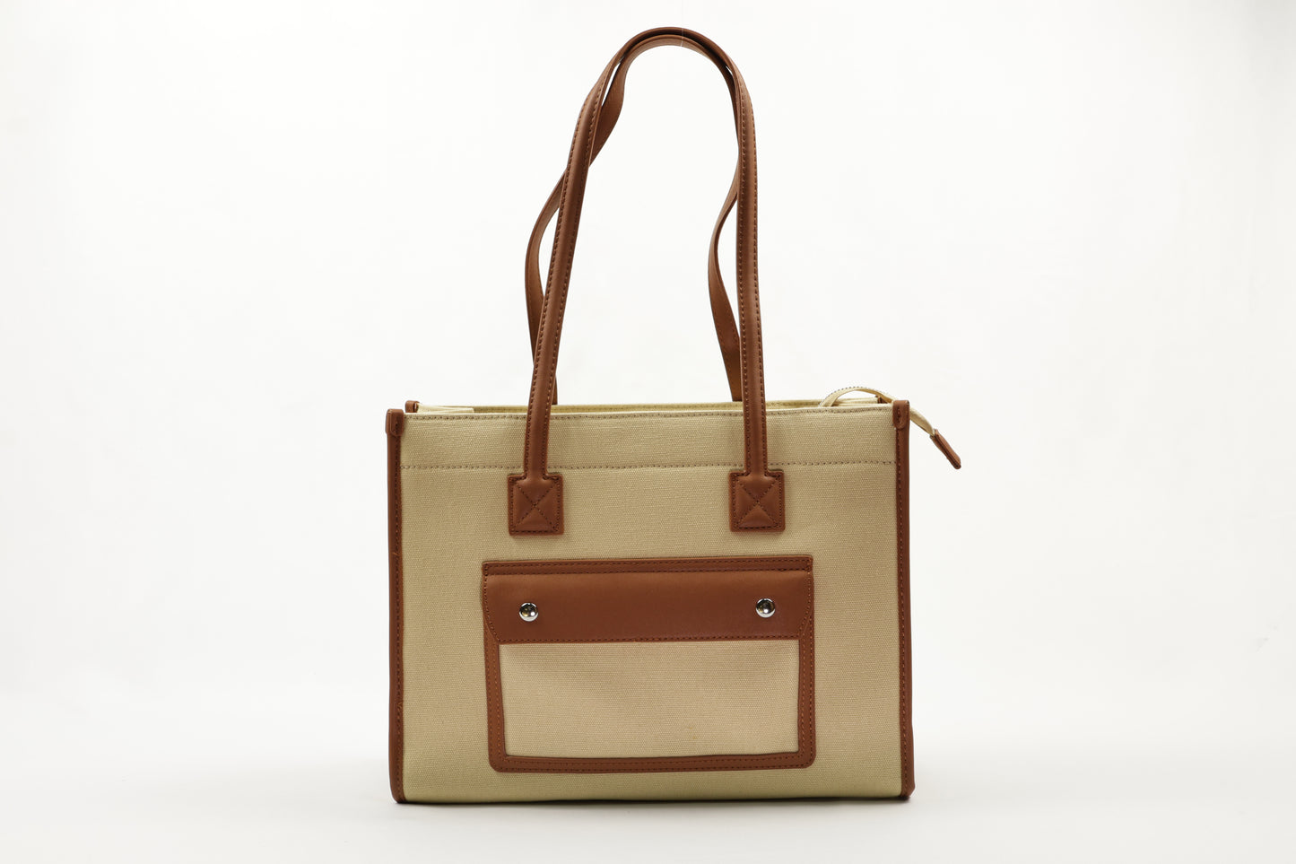 PLLCD Trendy Pink PU Leather Tote Bag - Spacious & Stylish Handbag with Contrasting Brown Details