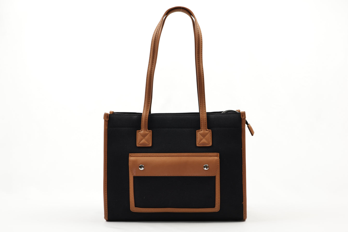 PLLCD Trendy Pink PU Leather Tote Bag - Spacious & Stylish Handbag with Contrasting Brown Details