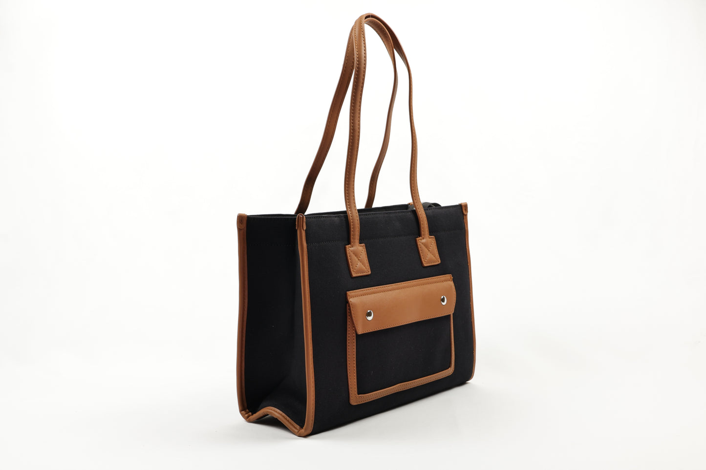 PLLCD Trendy Pink PU Leather Tote Bag - Spacious & Stylish Handbag with Contrasting Brown Details
