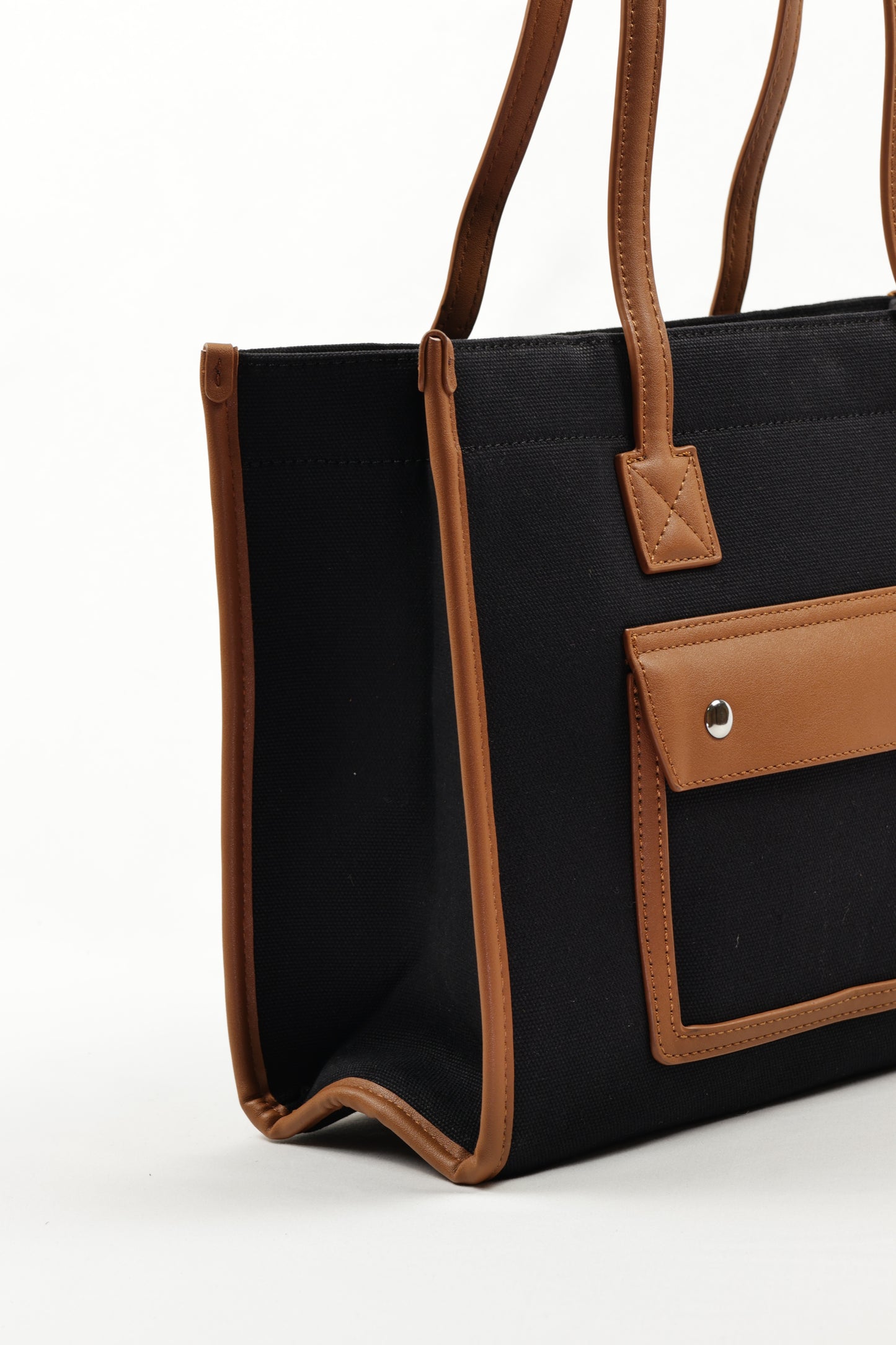 PLLCD Trendy Pink PU Leather Tote Bag - Spacious & Stylish Handbag with Contrasting Brown Details
