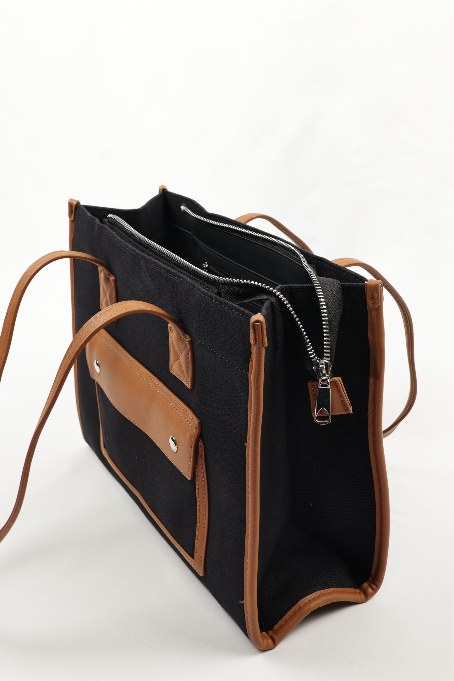 PLLCD Trendy Pink PU Leather Tote Bag - Spacious & Stylish Handbag with Contrasting Brown Details