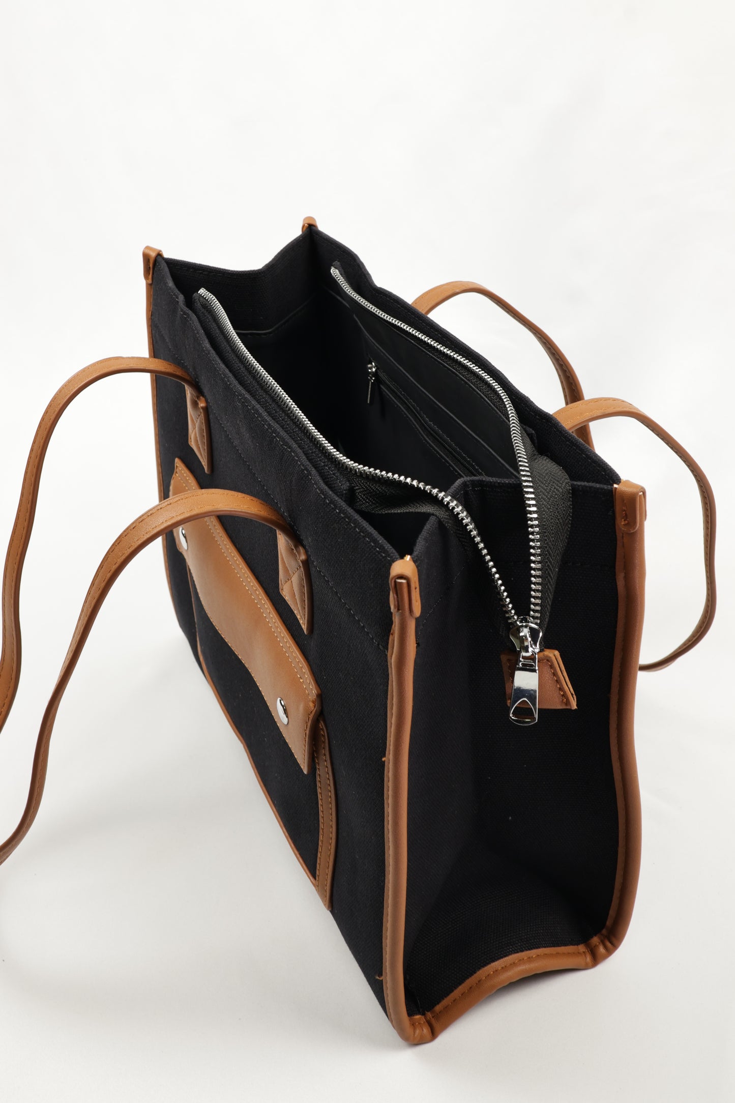 PLLCD Trendy Pink PU Leather Tote Bag - Spacious & Stylish Handbag with Contrasting Brown Details