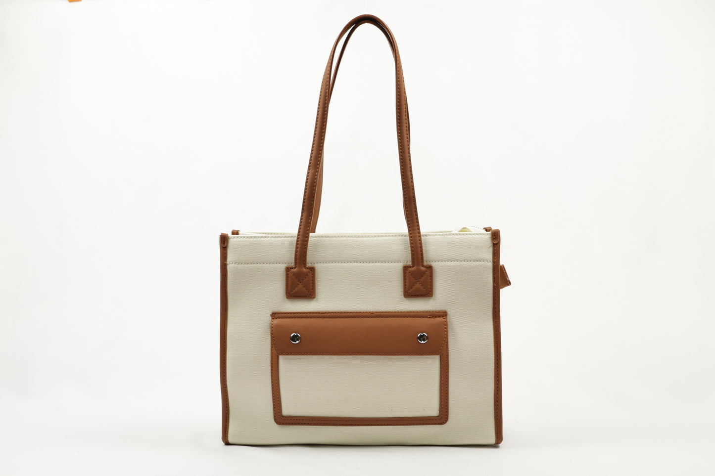 PLLCD Trendy Pink PU Leather Tote Bag - Spacious & Stylish Handbag with Contrasting Brown Details