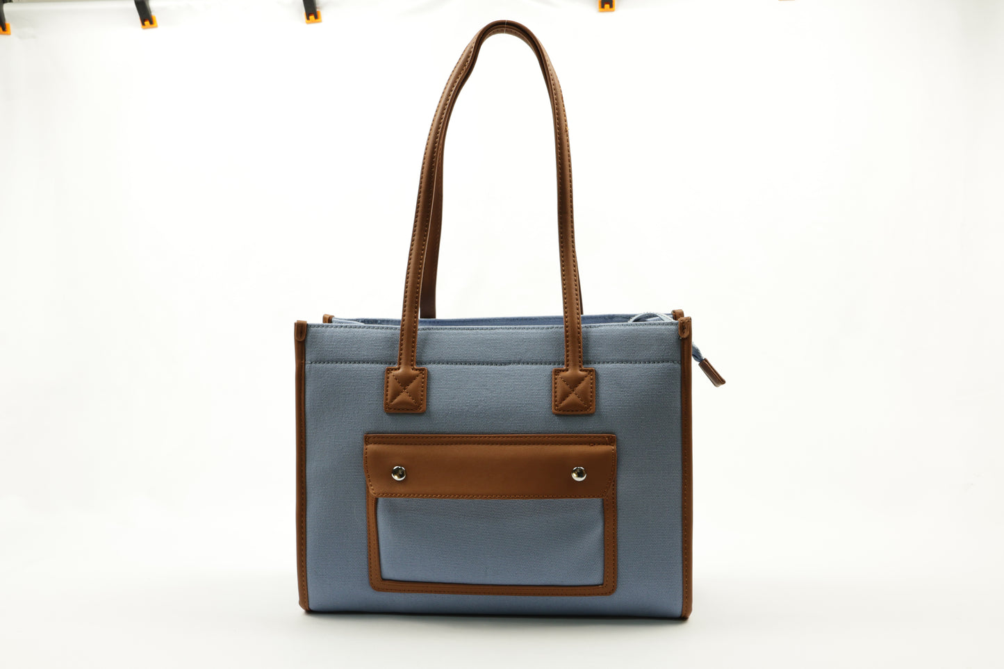 PLLCD Trendy Pink PU Leather Tote Bag - Spacious & Stylish Handbag with Contrasting Brown Details