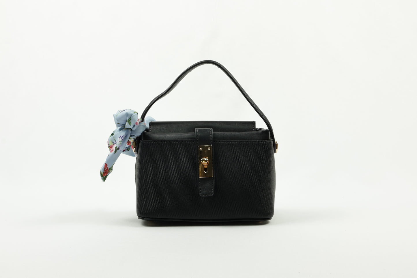 PLLCD Chic Yellow PU Leather Handbag with Decorative Scarf - Stylish & Compact Fashion Bag with Lock Closure
