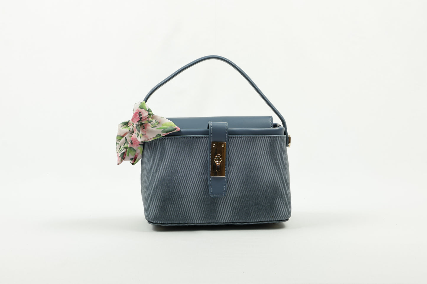 PLLCD Chic Yellow PU Leather Handbag with Decorative Scarf - Stylish & Compact Fashion Bag with Lock Closure