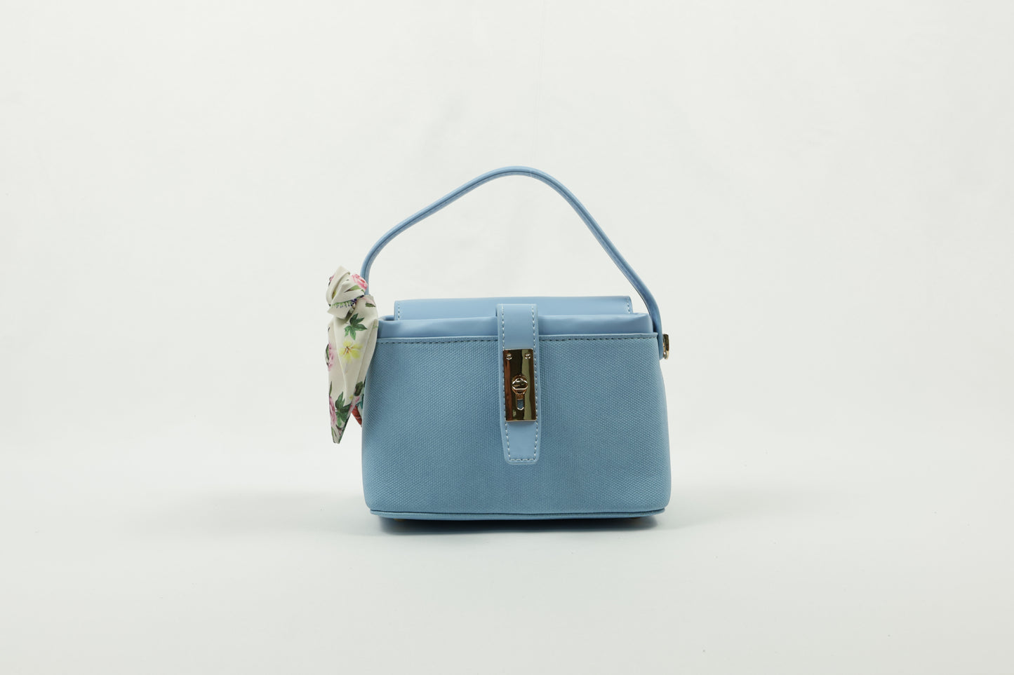 PLLCD Chic Yellow PU Leather Handbag with Decorative Scarf - Stylish & Compact Fashion Bag with Lock Closure