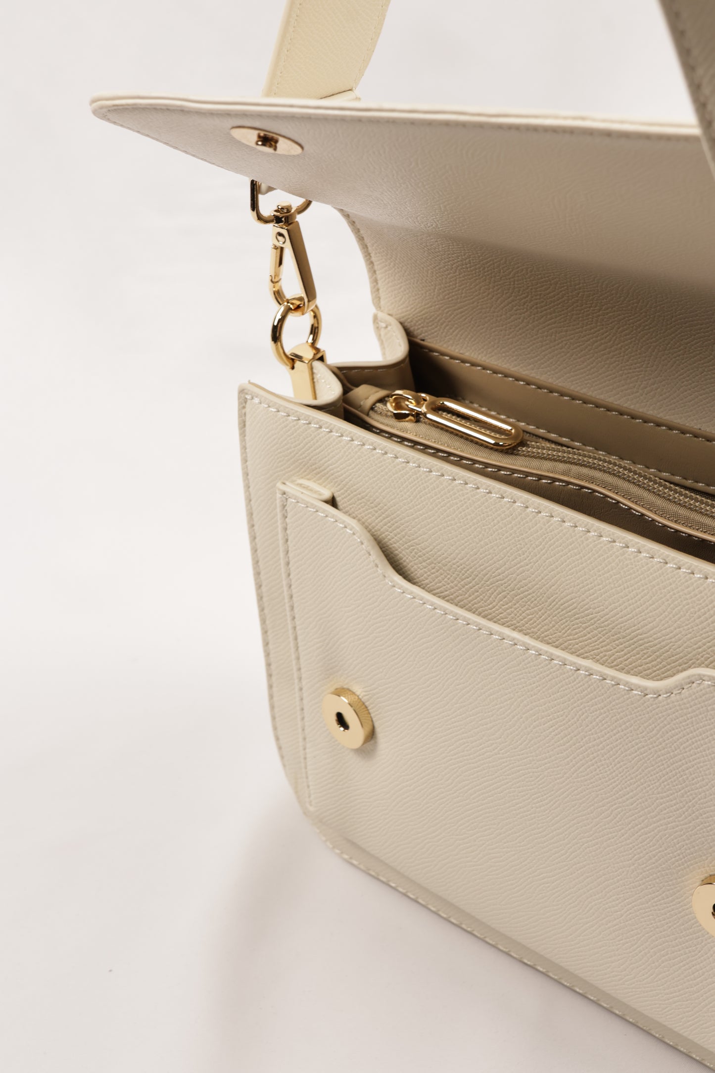 PLLCD Elegant Beige PU Leather Crossbody Bag - Chic & Compact Handbag with Adjustable Strap