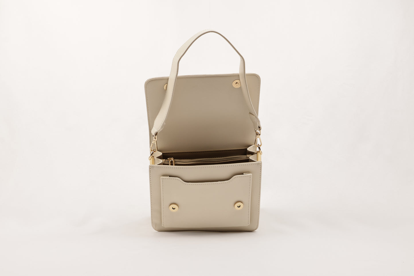 PLLCD Elegant Beige PU Leather Crossbody Bag - Chic & Compact Handbag with Adjustable Strap