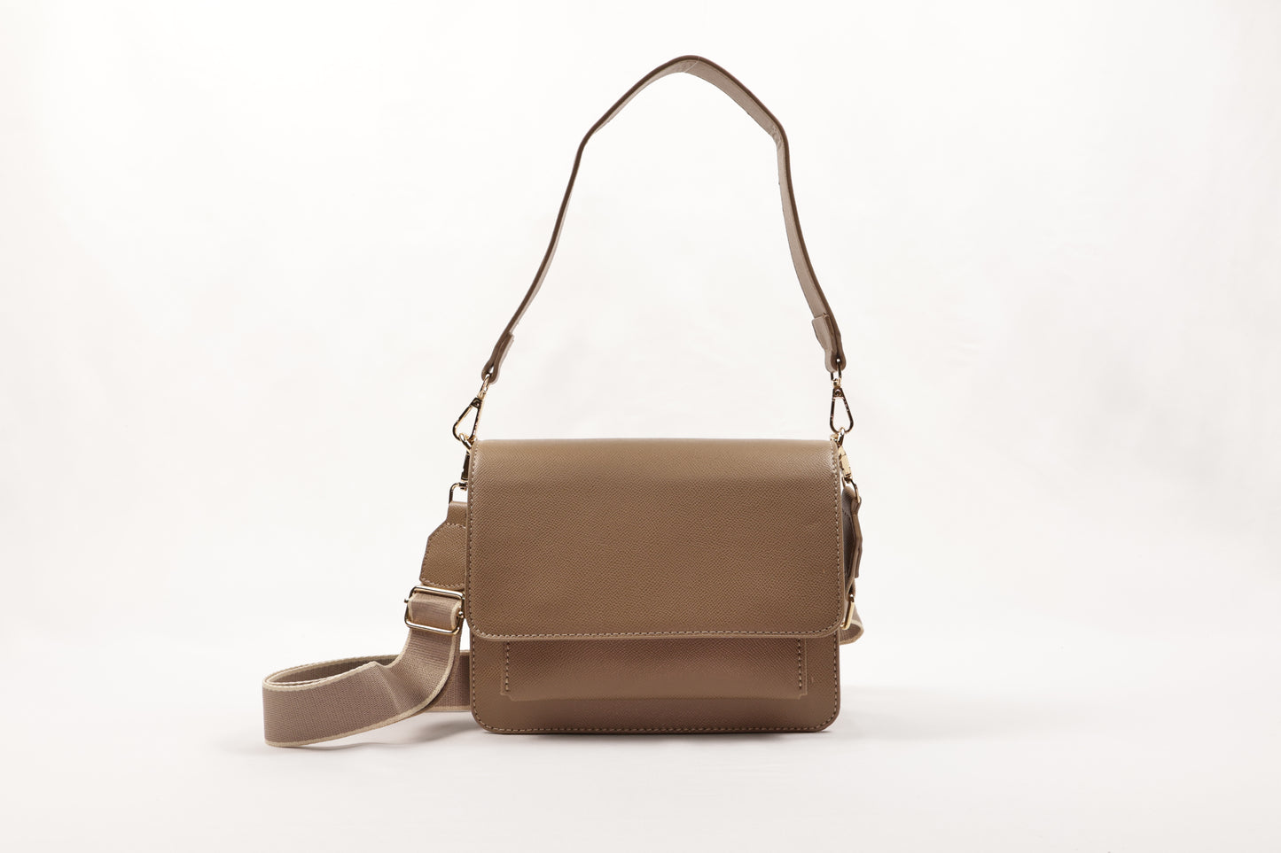 PLLCD Elegant Beige PU Leather Crossbody Bag - Chic & Compact Handbag with Adjustable Strap