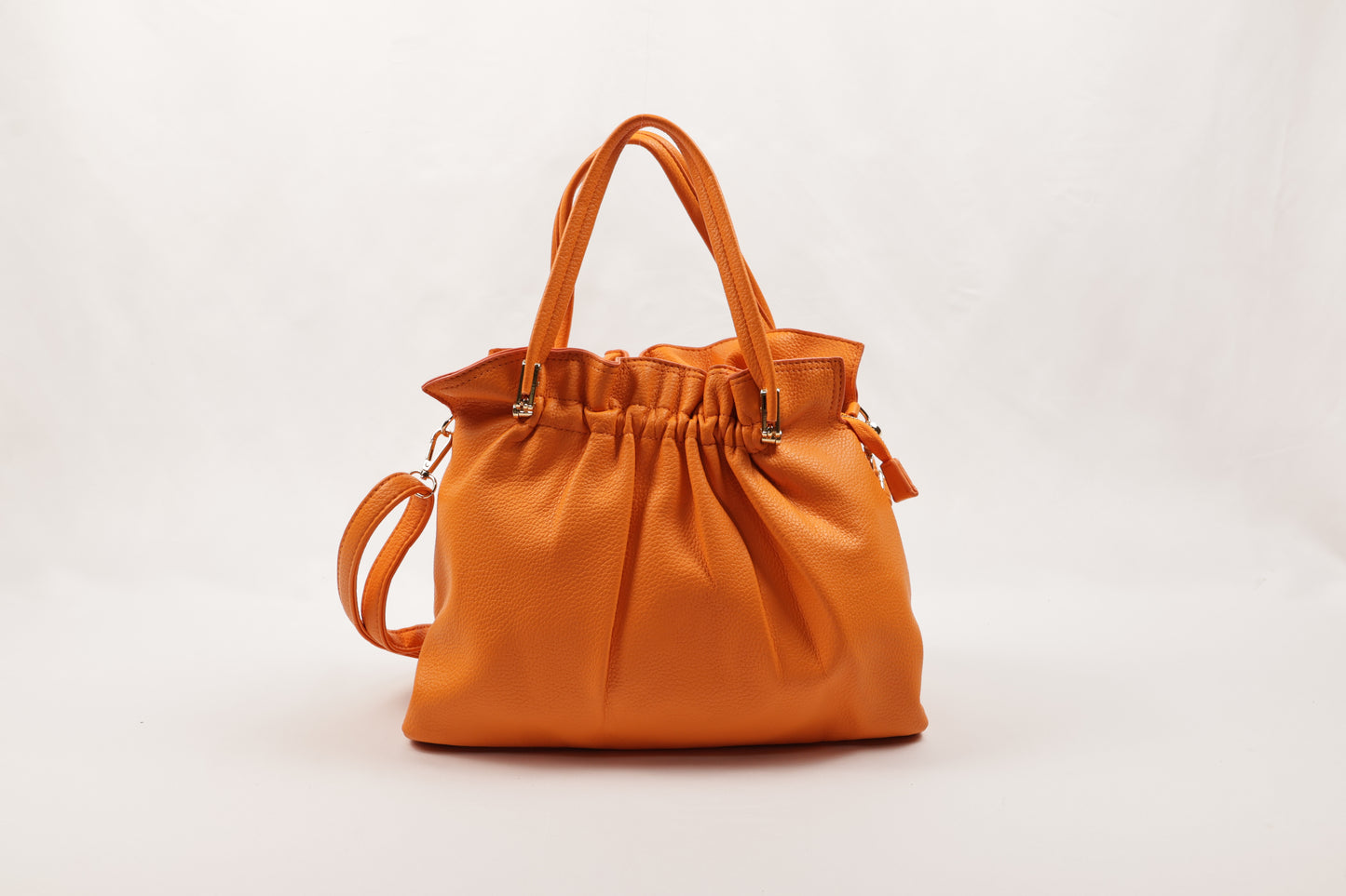 PLLCD Chic White PU Leather Drawstring Shoulder Bag - Elegant & Versatile Handbag with Adjustable Strap