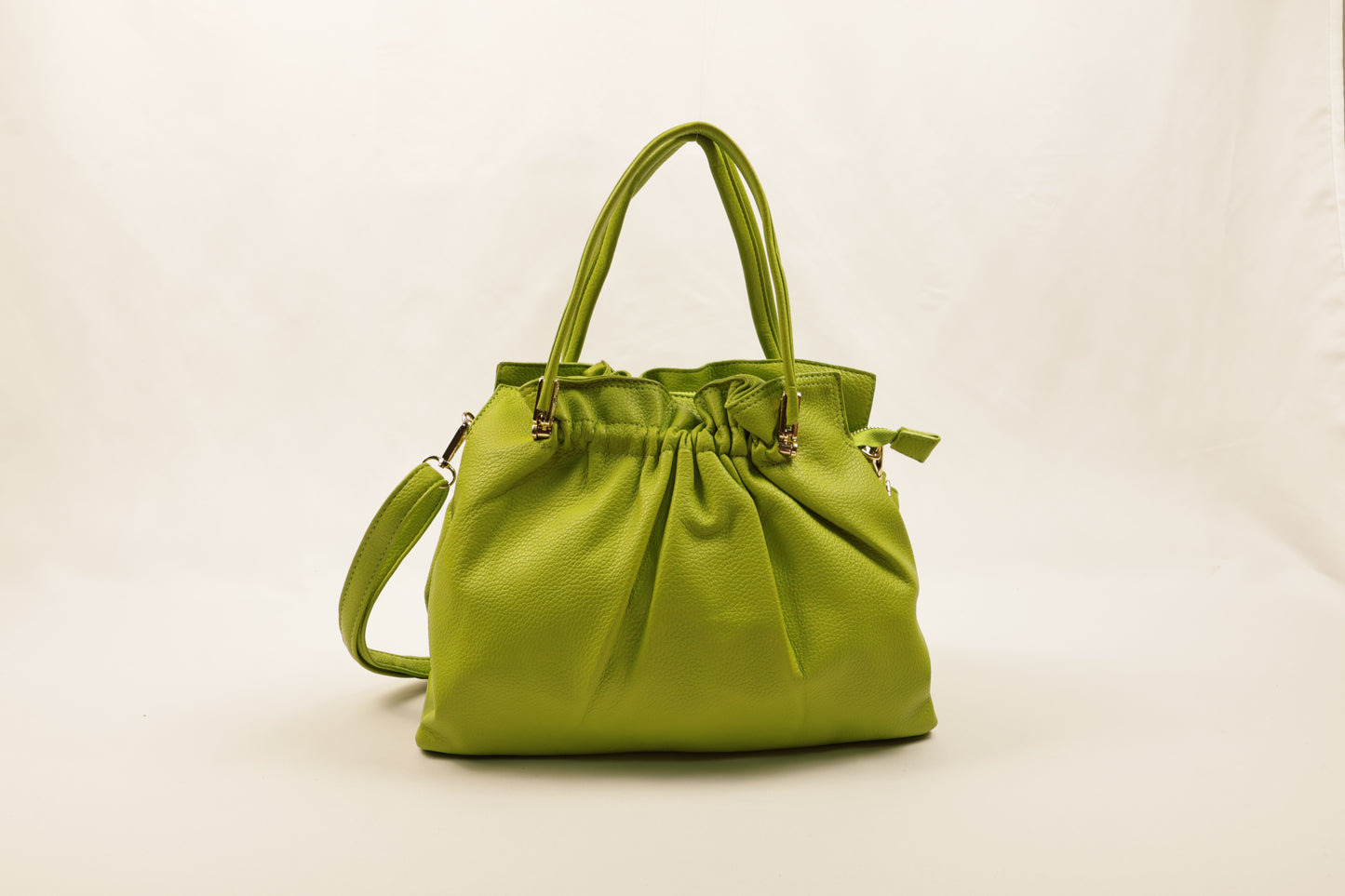 PLLCD Chic White PU Leather Drawstring Shoulder Bag - Elegant & Versatile Handbag with Adjustable Strap