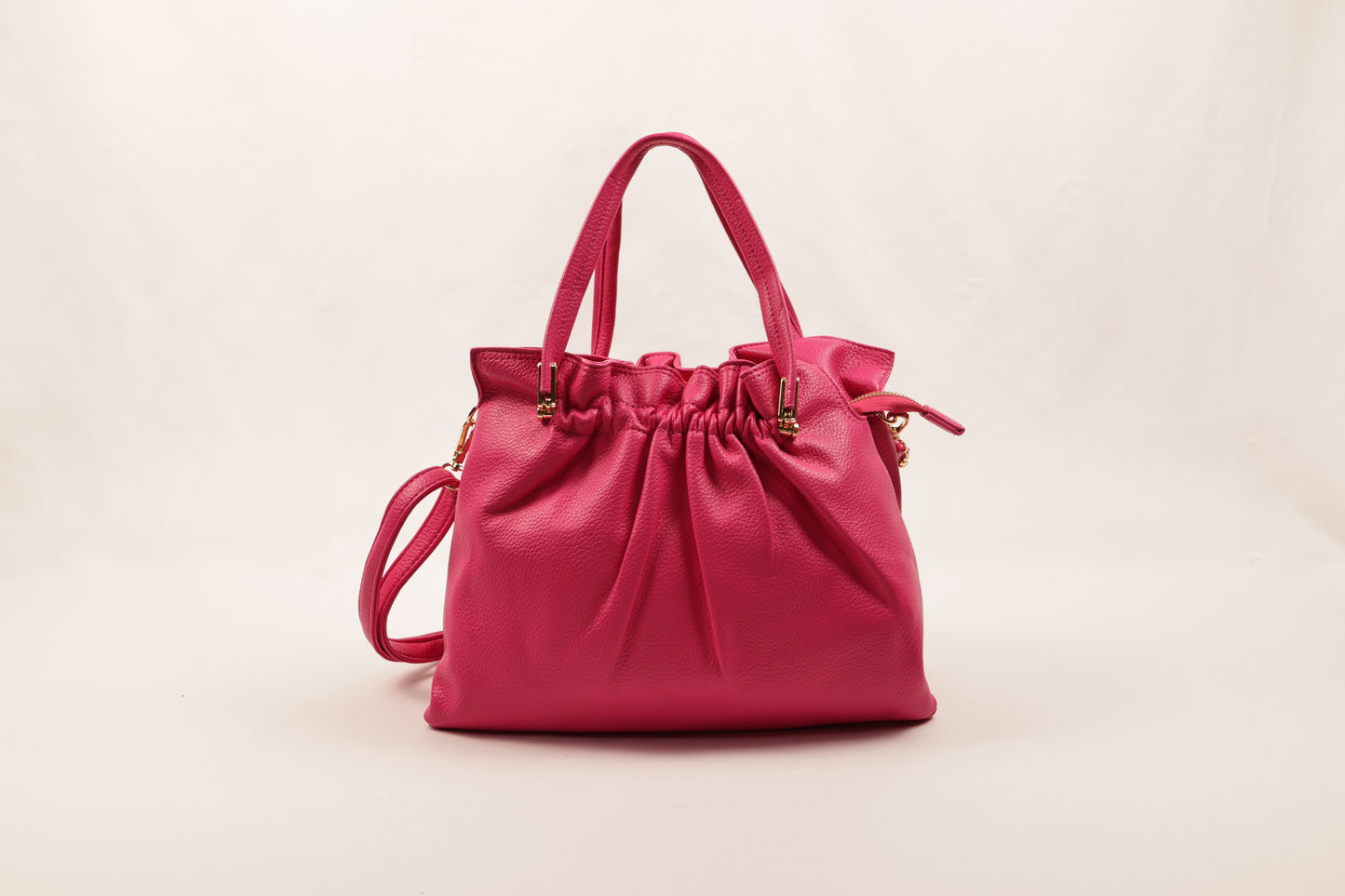 PLLCD Chic White PU Leather Drawstring Shoulder Bag - Elegant & Versatile Handbag with Adjustable Strap