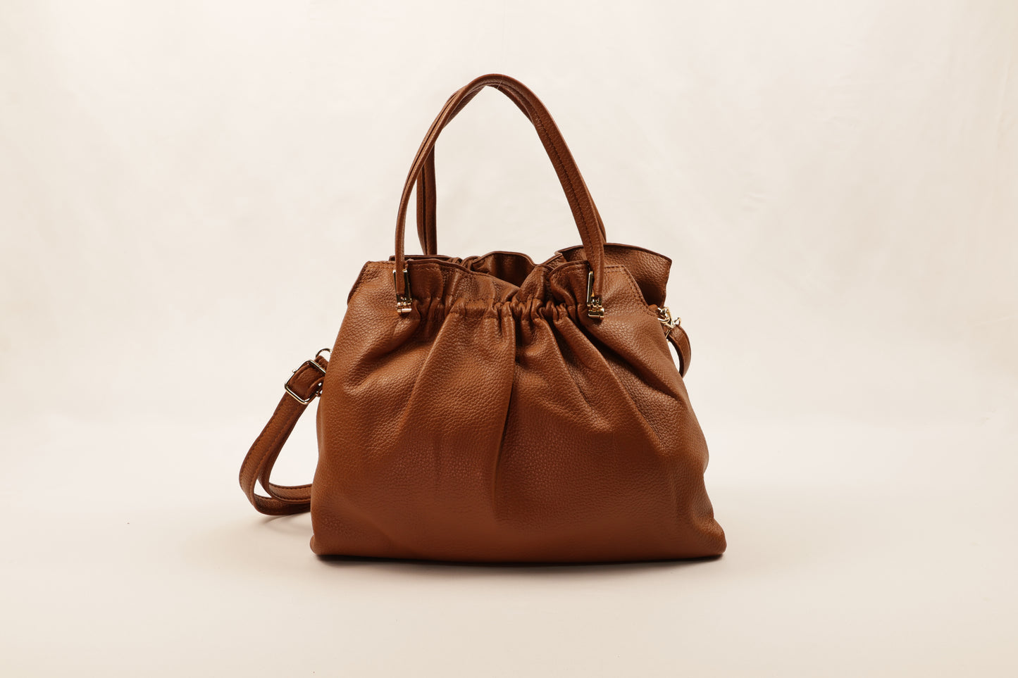 PLLCD Chic White PU Leather Drawstring Shoulder Bag - Elegant & Versatile Handbag with Adjustable Strap