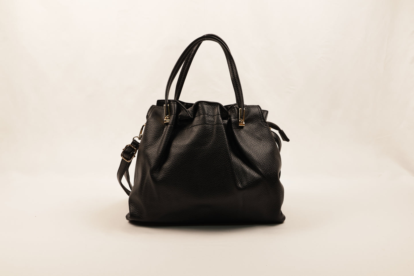 PLLCD Chic White PU Leather Drawstring Shoulder Bag - Elegant & Versatile Handbag with Adjustable Strap