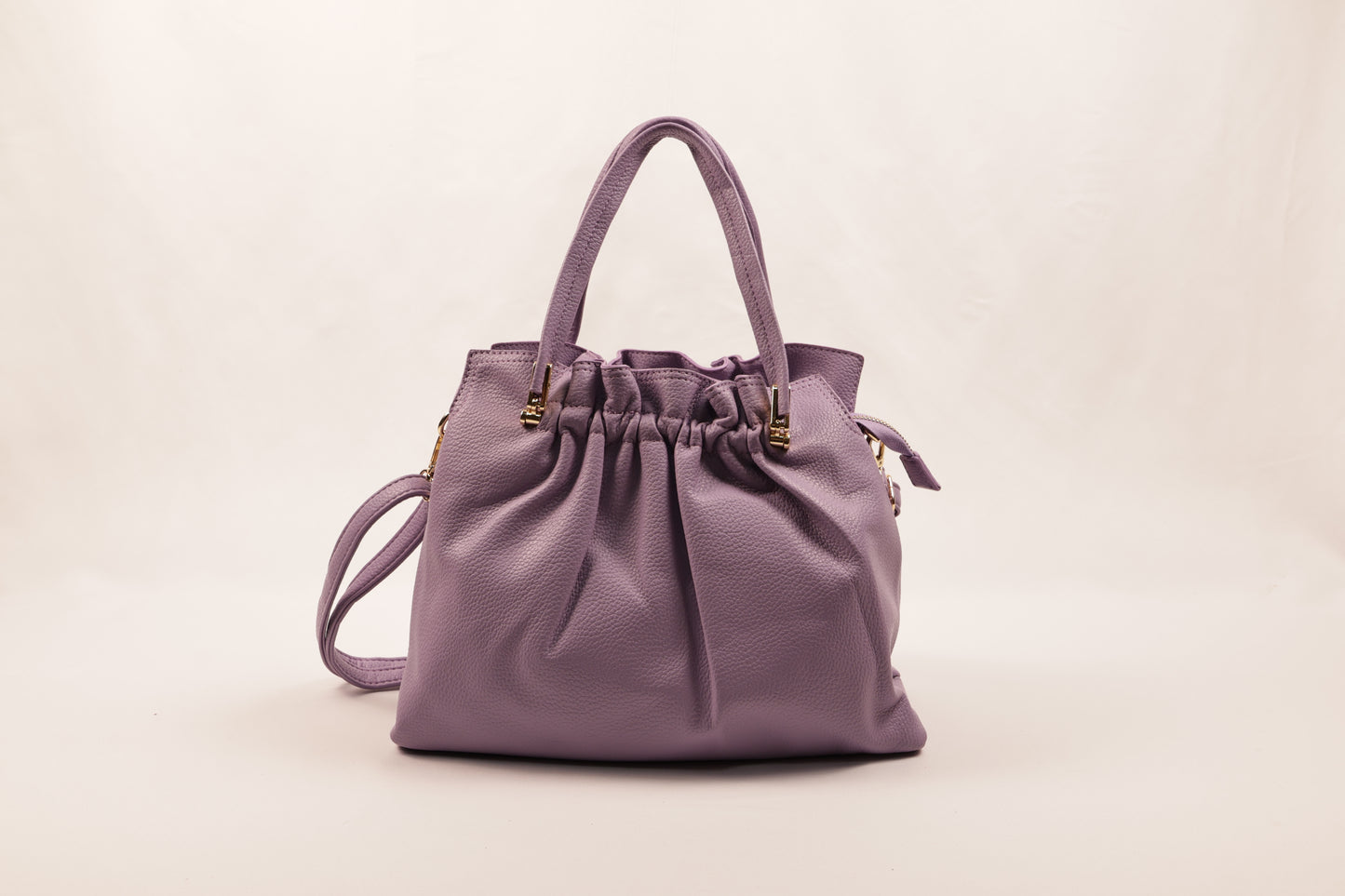 PLLCD Chic White PU Leather Drawstring Shoulder Bag - Elegant & Versatile Handbag with Adjustable Strap