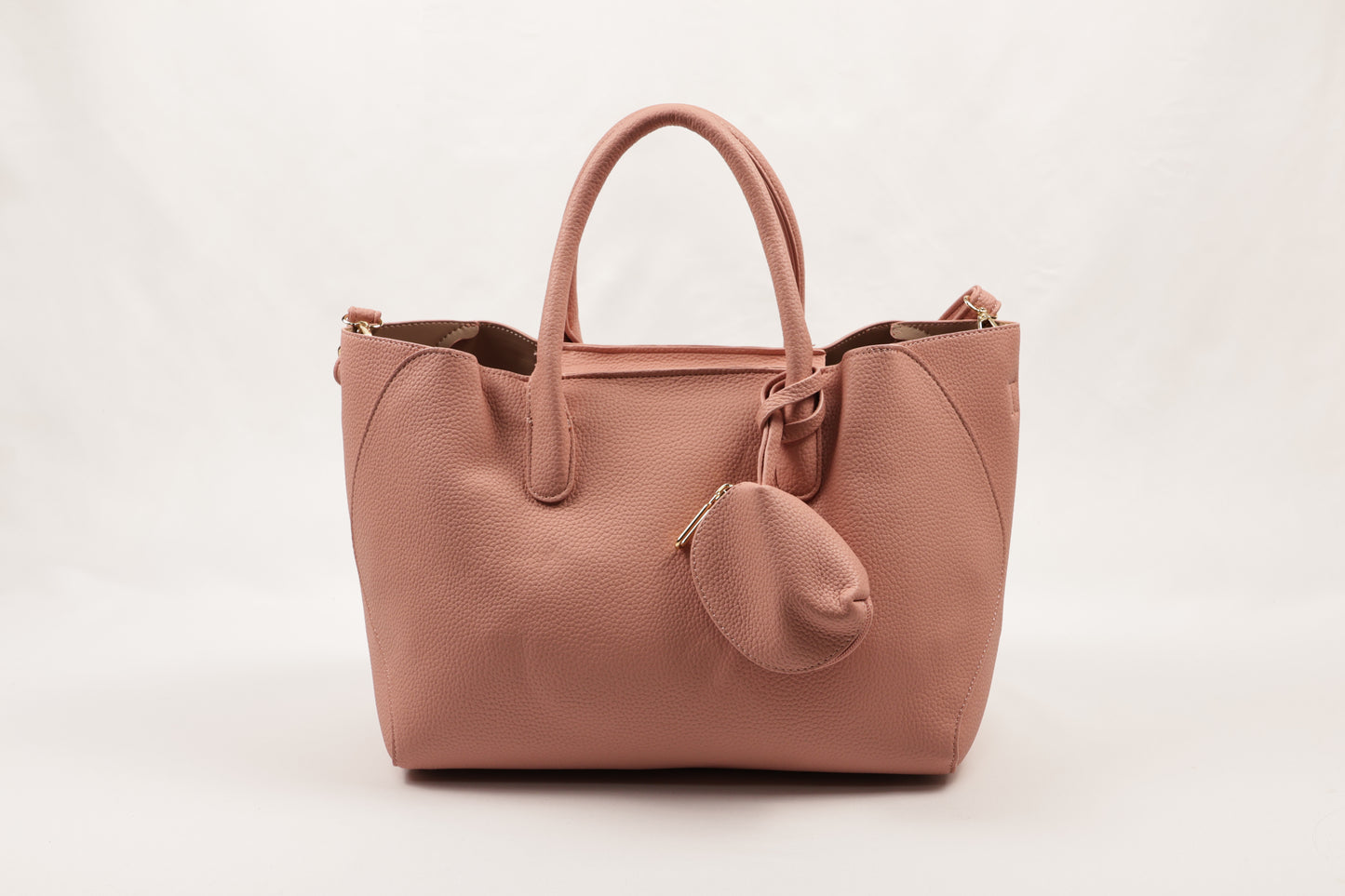 PLLCD Elegant White PU Leather Handbag with Detachable Small Pouch - Spacious & Stylish Tote Bag with Adjustable Strap
