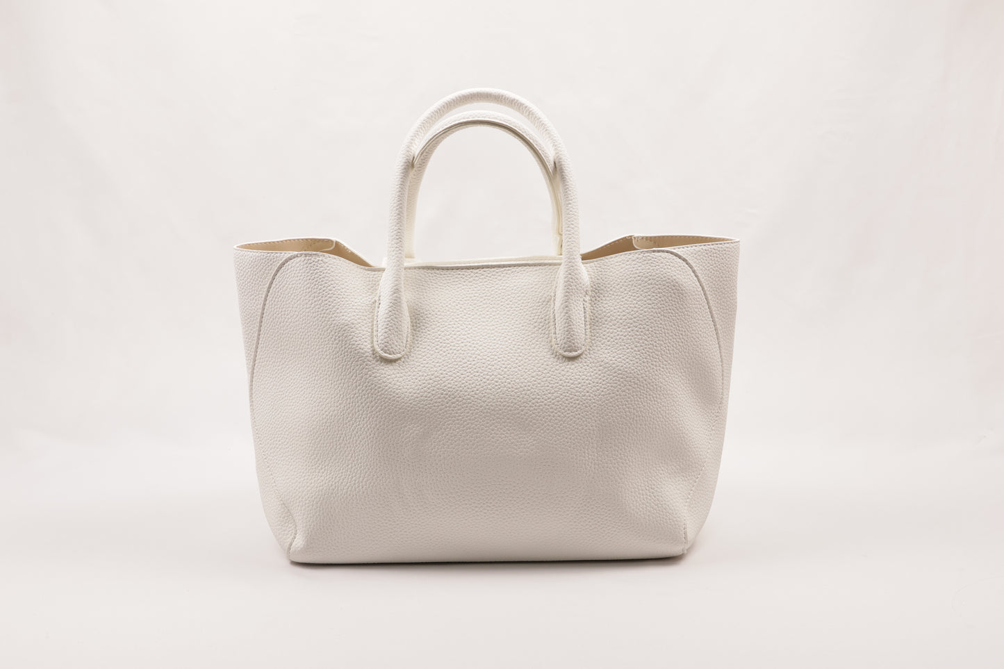 PLLCD Elegant White PU Leather Handbag with Detachable Small Pouch - Spacious & Stylish Tote Bag with Adjustable Strap