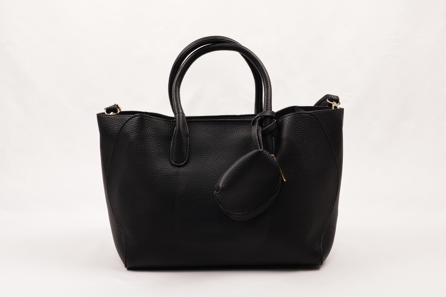 PLLCD Elegant White PU Leather Handbag with Detachable Small Pouch - Spacious & Stylish Tote Bag with Adjustable Strap