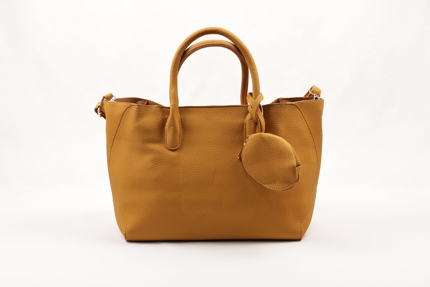 PLLCD Elegant White PU Leather Handbag with Detachable Small Pouch - Spacious & Stylish Tote Bag with Adjustable Strap