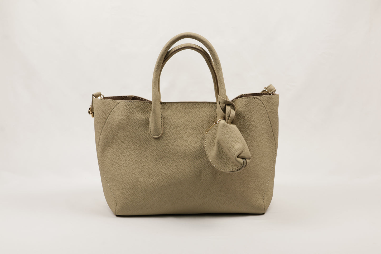 PLLCD Elegant White PU Leather Handbag with Detachable Small Pouch - Spacious & Stylish Tote Bag with Adjustable Strap