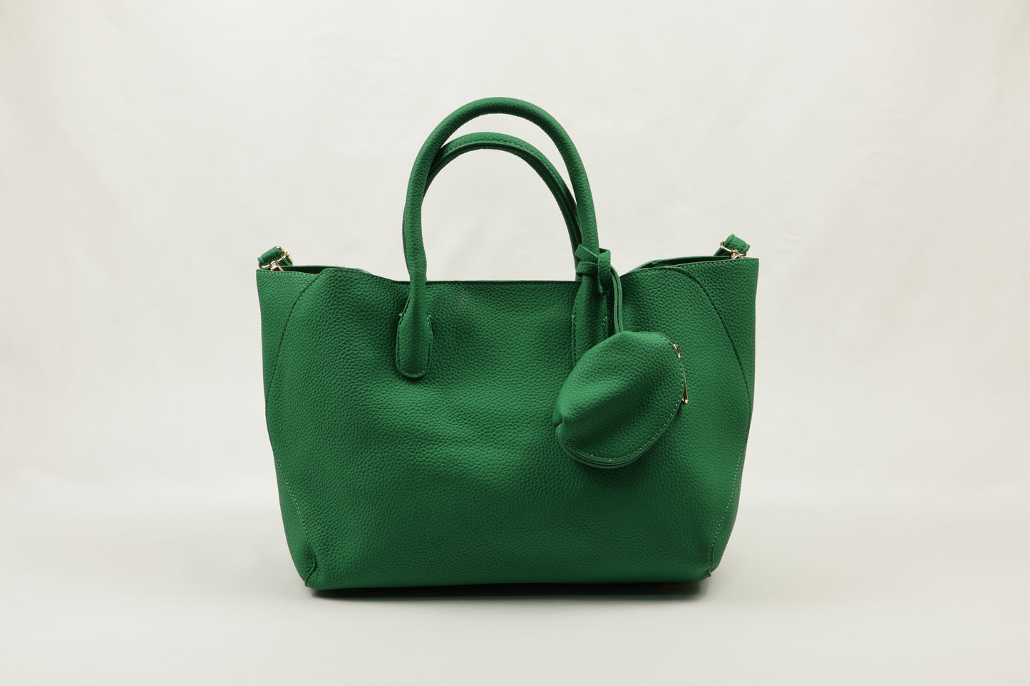 PLLCD Elegant White PU Leather Handbag with Detachable Small Pouch - Spacious & Stylish Tote Bag with Adjustable Strap