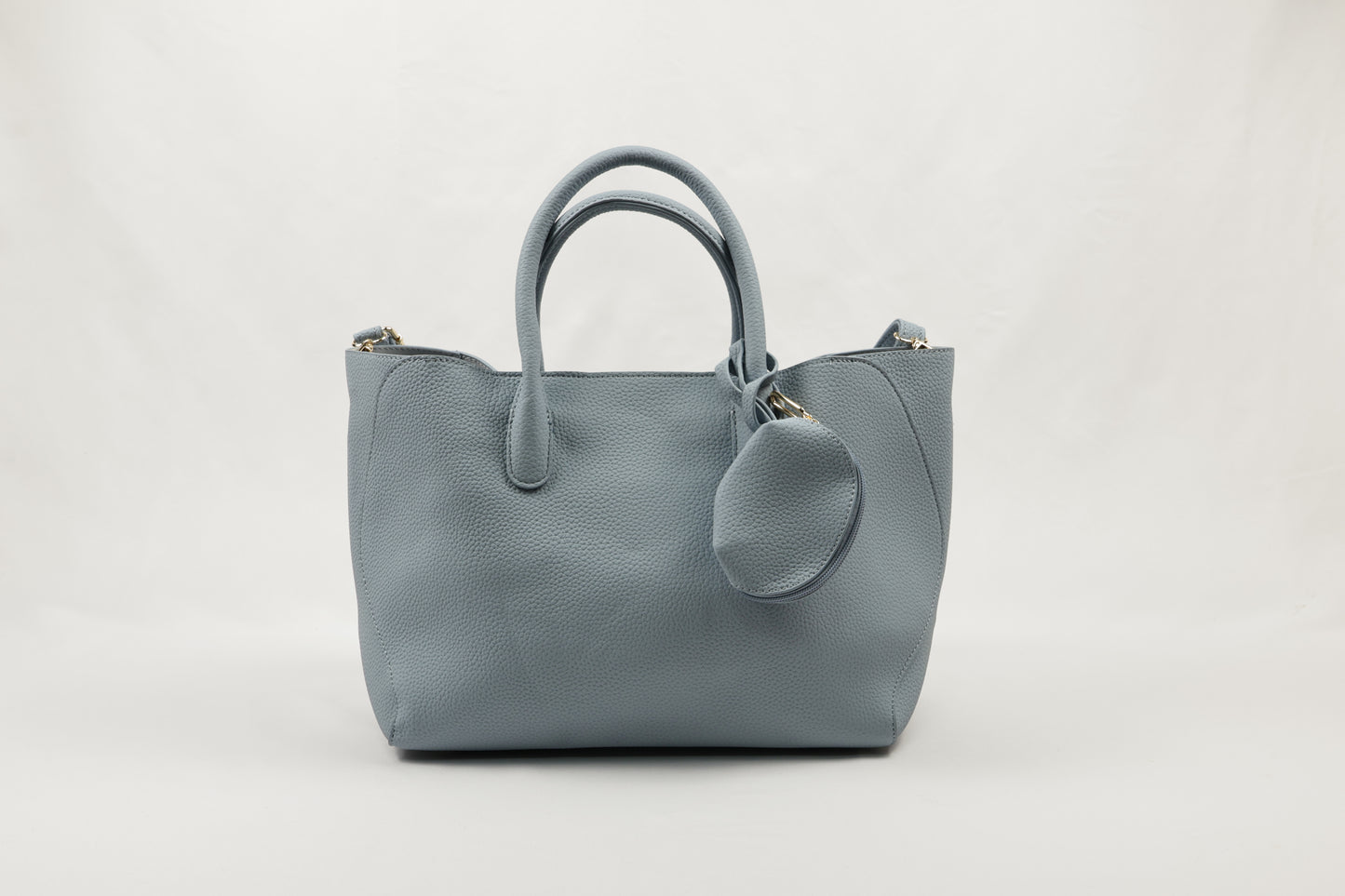 PLLCD Elegant White PU Leather Handbag with Detachable Small Pouch - Spacious & Stylish Tote Bag with Adjustable Strap