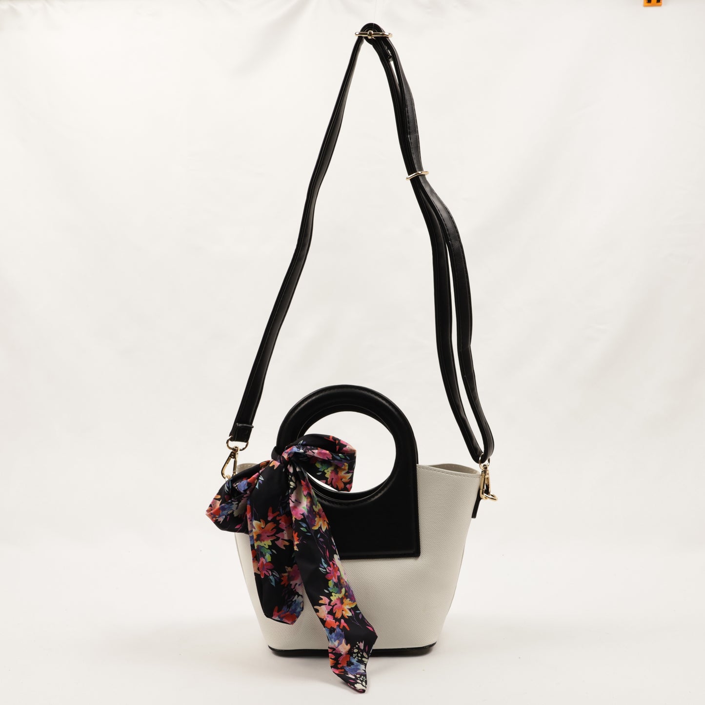 PLLCD Women’s PU Leather Handbag – Stylish Circle Handle Tote with Shoulder Strap & Scarf Accessory