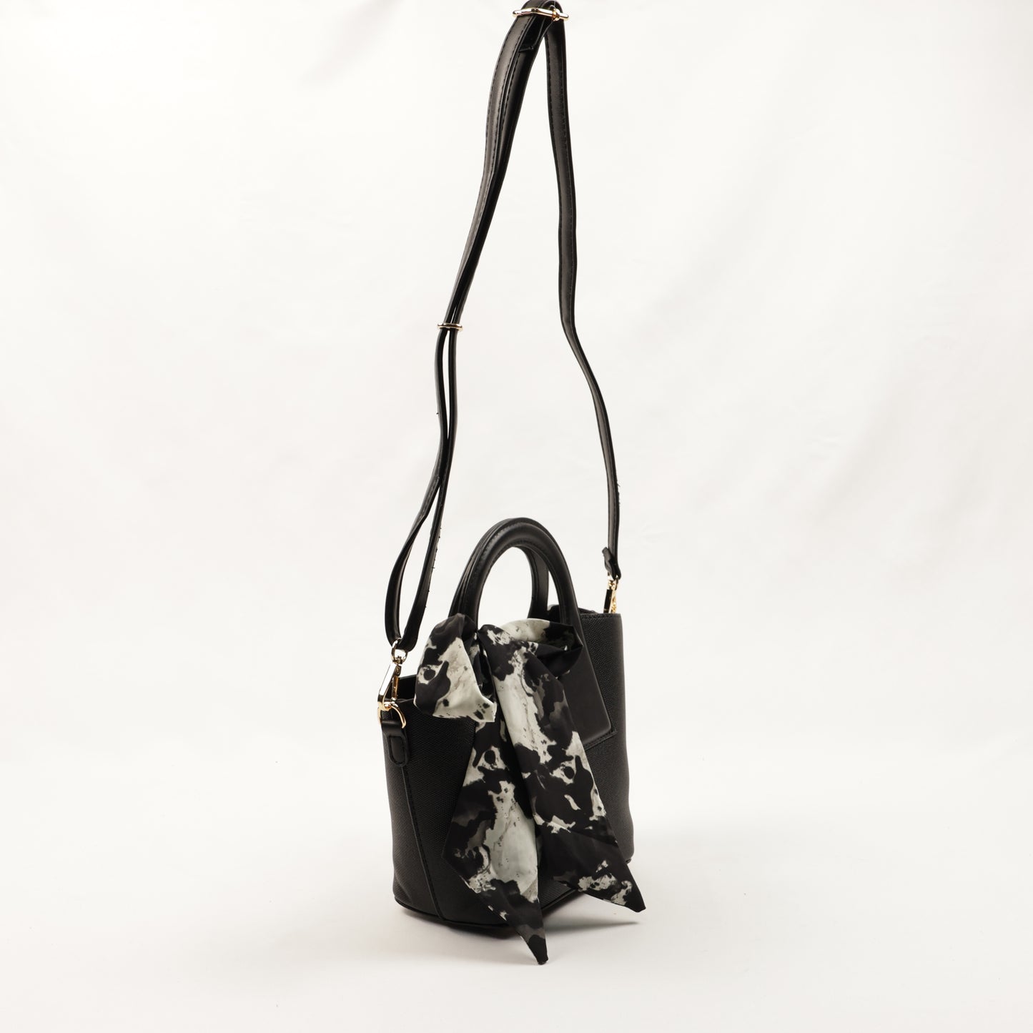 PLLCD Women’s PU Leather Handbag – Stylish Circle Handle Tote with Shoulder Strap & Scarf Accessory