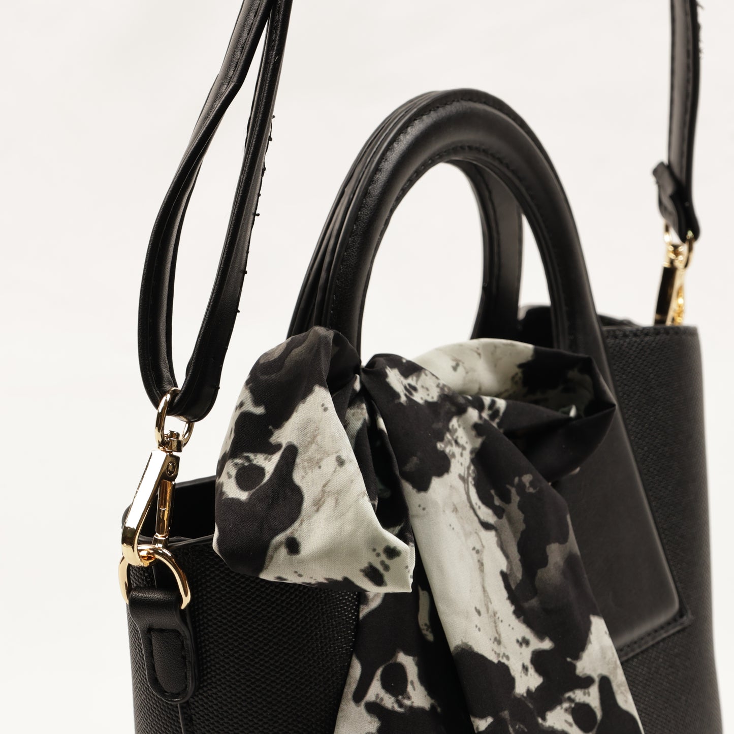 PLLCD Women’s PU Leather Handbag – Stylish Circle Handle Tote with Shoulder Strap & Scarf Accessory
