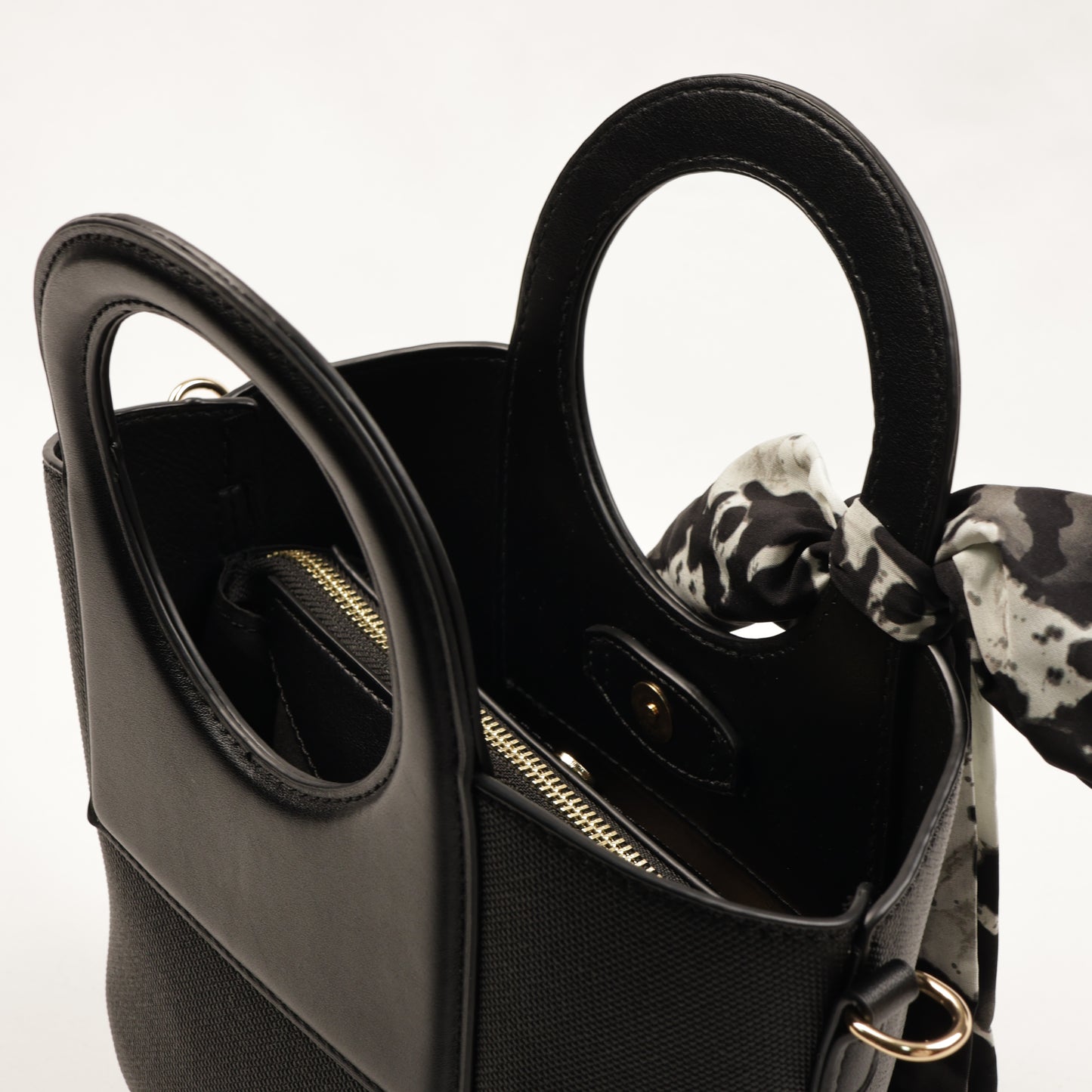 PLLCD Women’s PU Leather Handbag – Stylish Circle Handle Tote with Shoulder Strap & Scarf Accessory