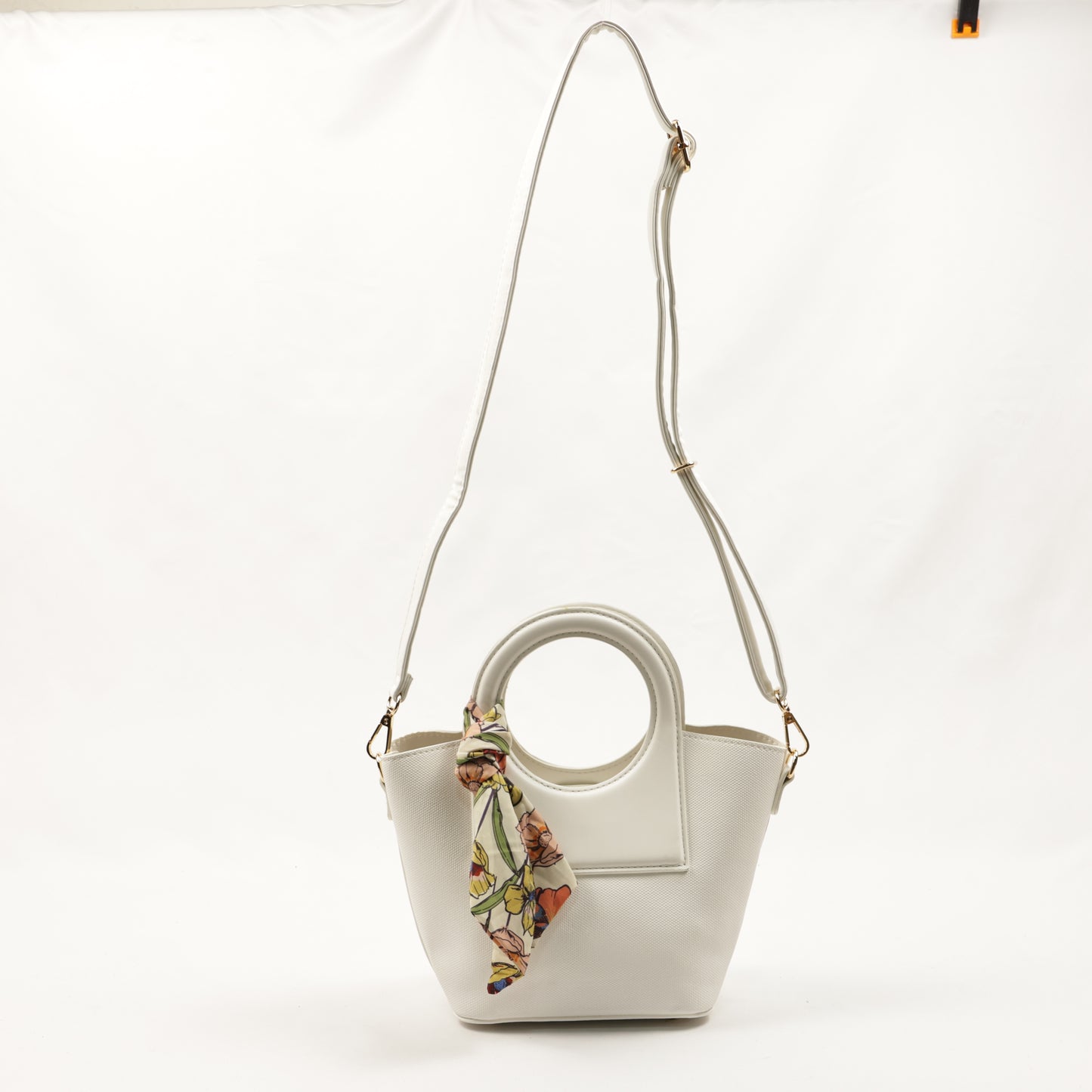 PLLCD Women’s PU Leather Handbag – Stylish Circle Handle Tote with Shoulder Strap & Scarf Accessory