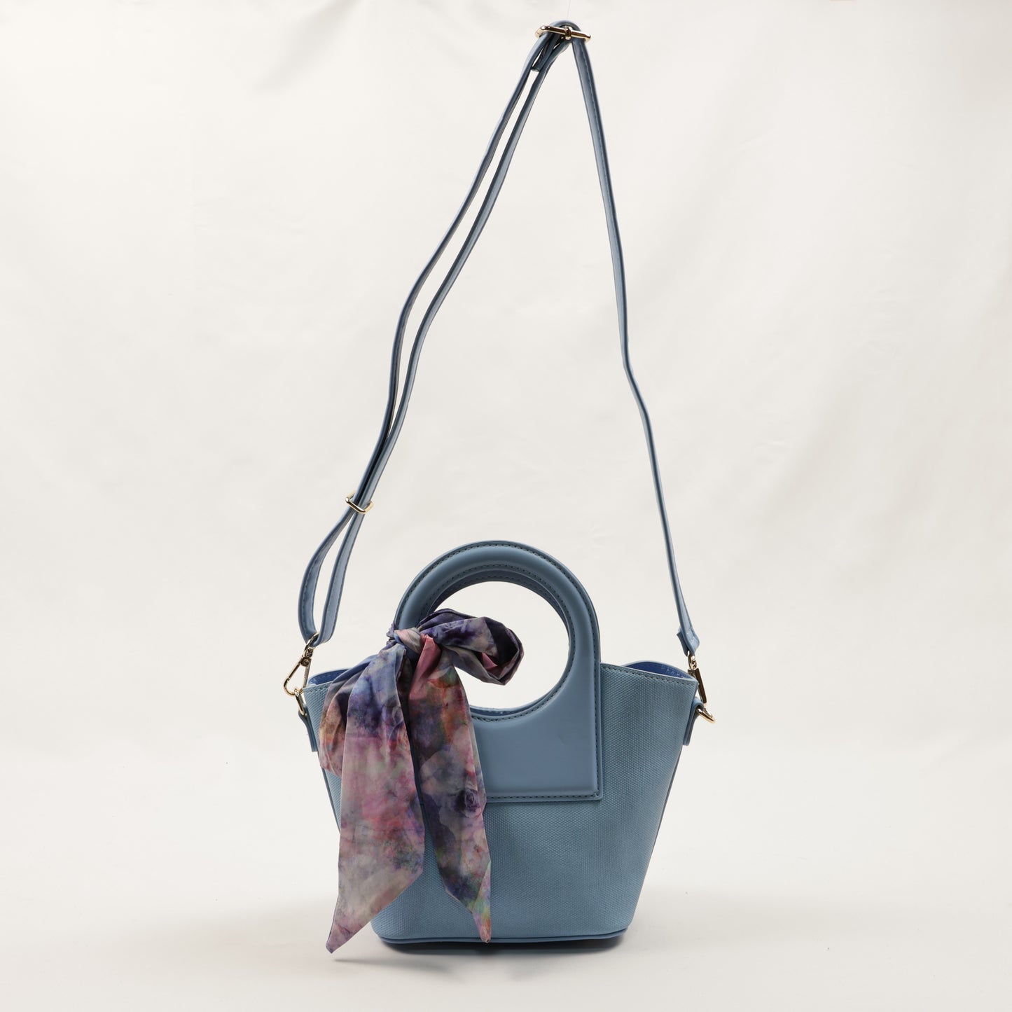 PLLCD Women’s PU Leather Handbag – Stylish Circle Handle Tote with Shoulder Strap & Scarf Accessory