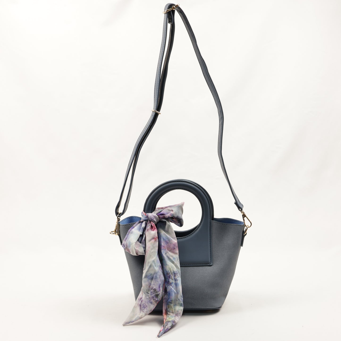PLLCD Women’s PU Leather Handbag – Stylish Circle Handle Tote with Shoulder Strap & Scarf Accessory