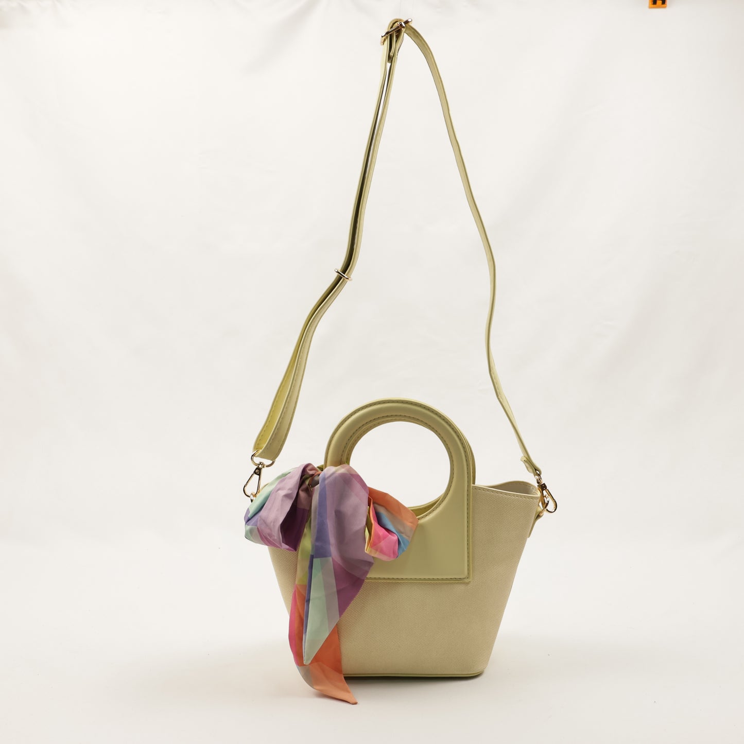 PLLCD Women’s PU Leather Handbag – Stylish Circle Handle Tote with Shoulder Strap & Scarf Accessory