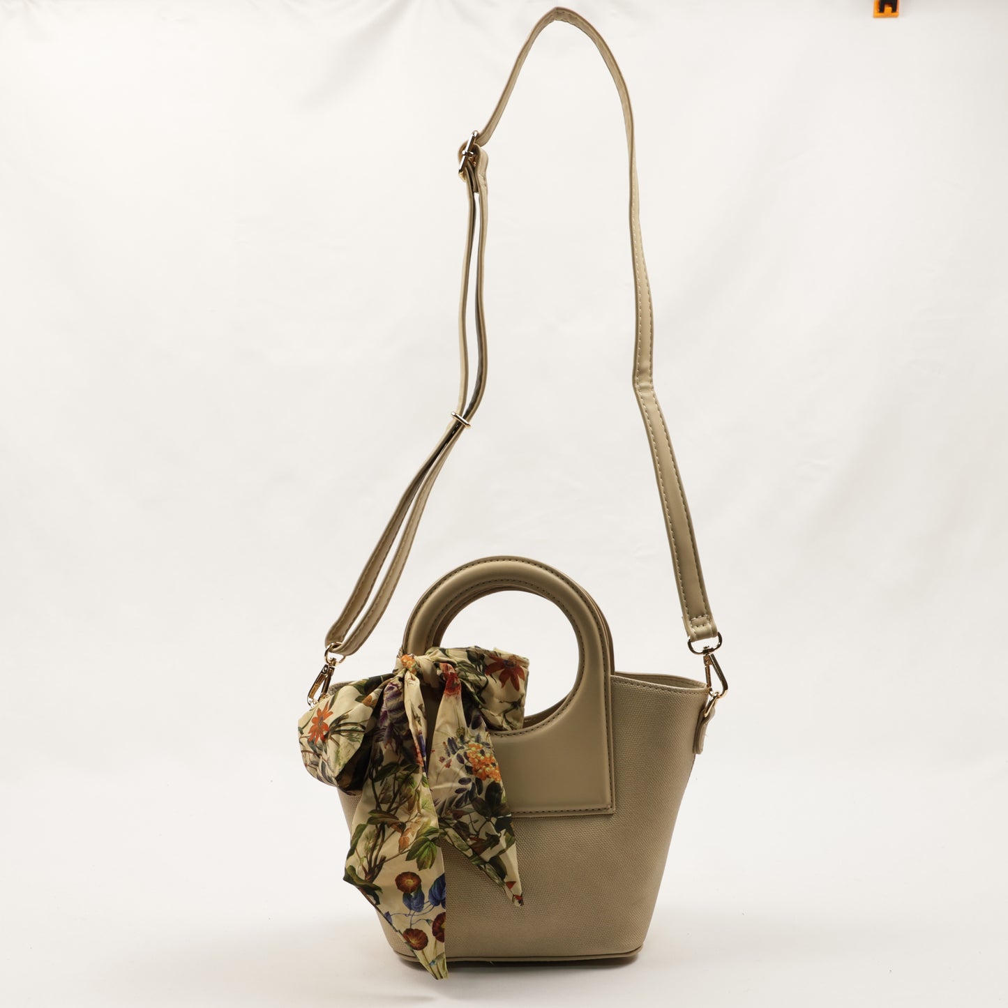 PLLCD Women’s PU Leather Handbag – Stylish Circle Handle Tote with Shoulder Strap & Scarf Accessory