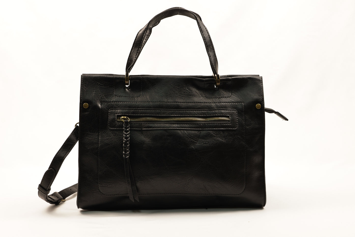 PLLCD Women’s PU Leather Tote Bag – Large Black Shoulder & Crossbody Handbag with Adjustable Strap for Work, Business & Daily Use