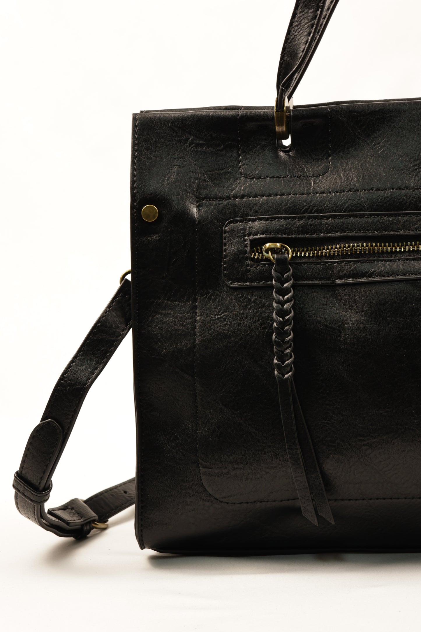 PLLCD Women’s PU Leather Tote Bag – Large Black Shoulder & Crossbody Handbag with Adjustable Strap for Work, Business & Daily Use