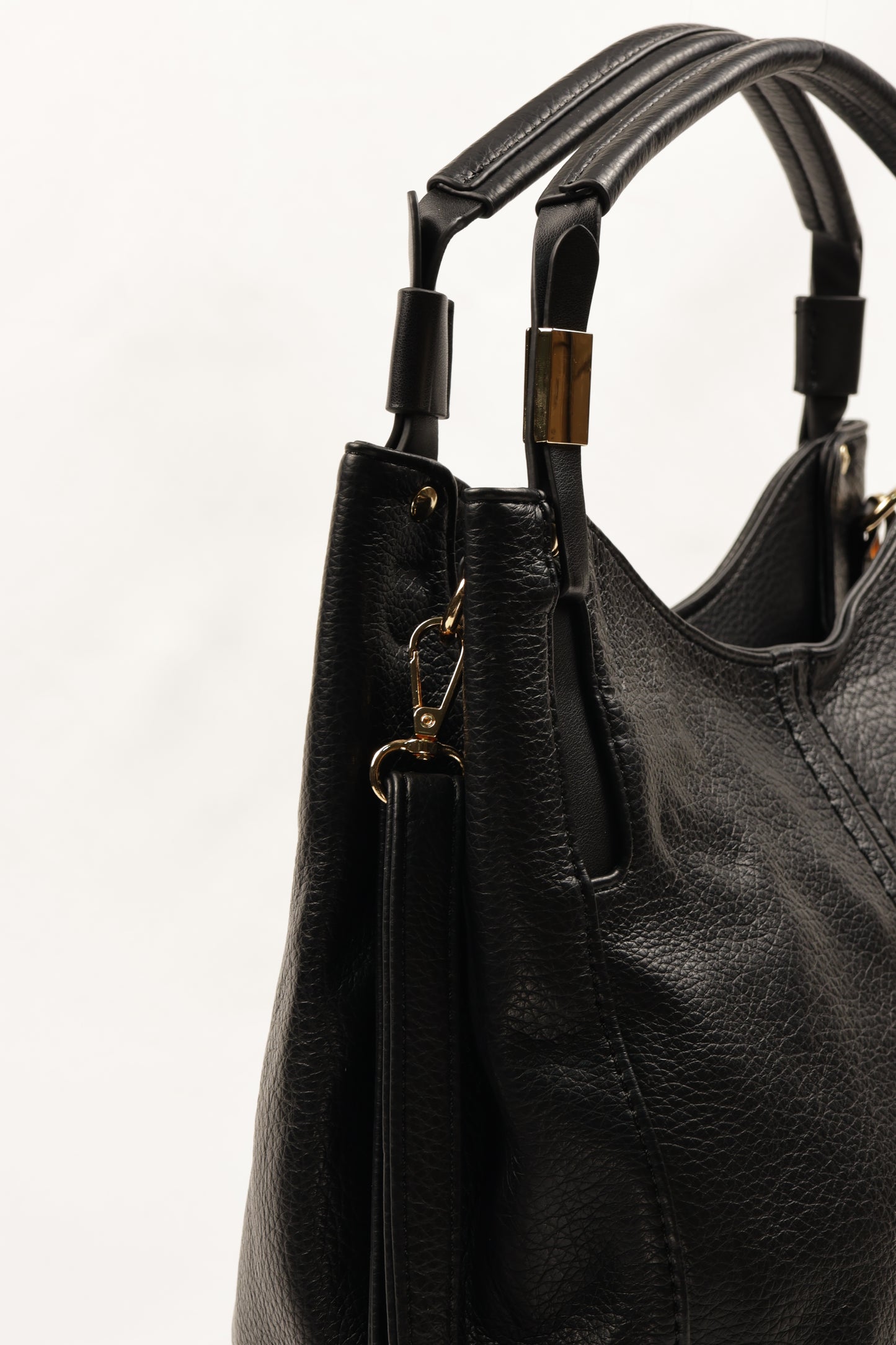 PLLCD Black PU Leather Hobo Bag - Elegant & Spacious for Daily Essentials