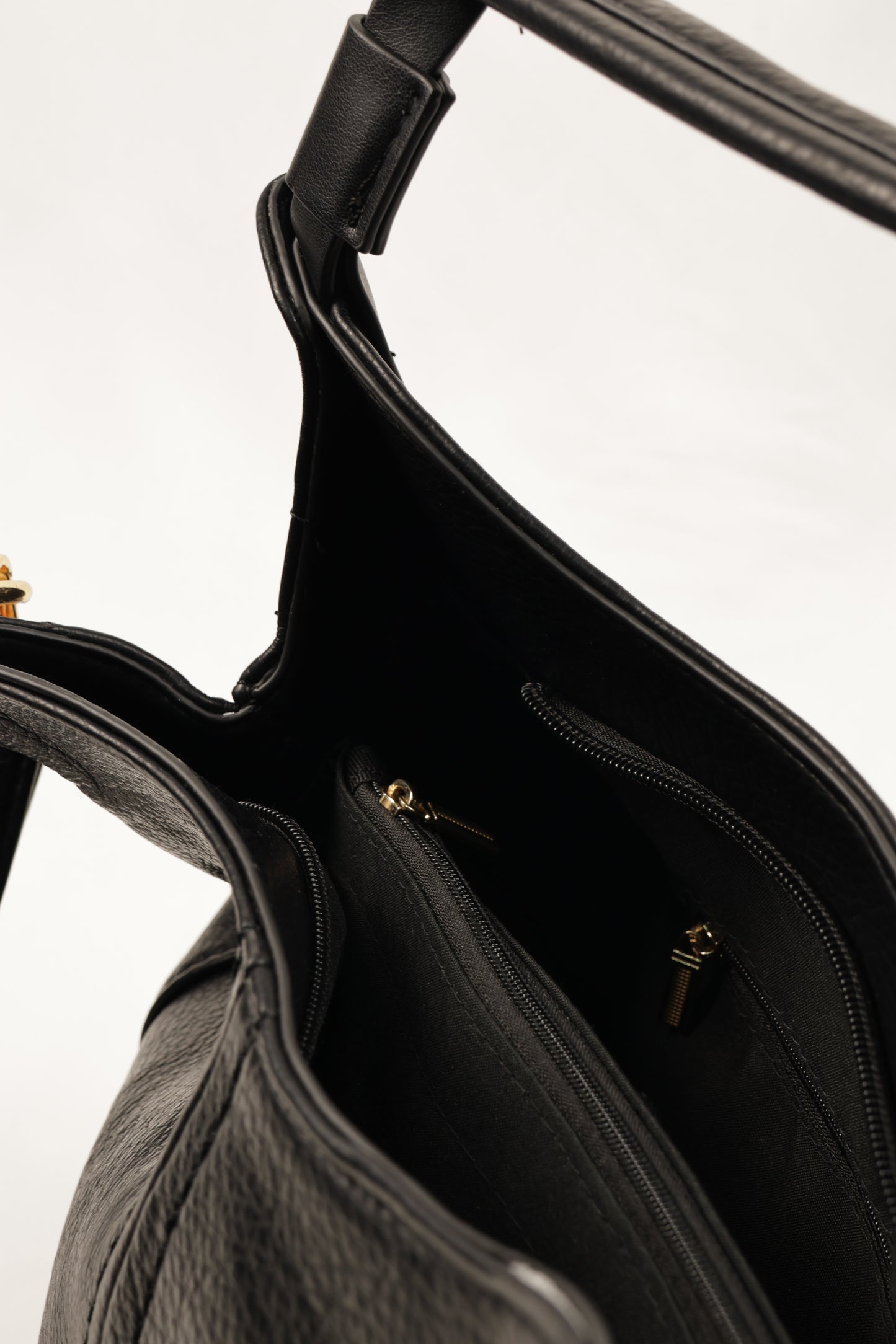 PLLCD Black PU Leather Hobo Bag - Elegant & Spacious for Daily Essentials