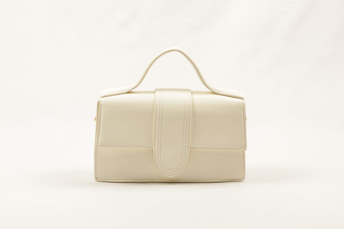 PLLCD Cream White PU Leather Top-Handle Crossbody Bag - Elegant Mini Bag for Daily & Party