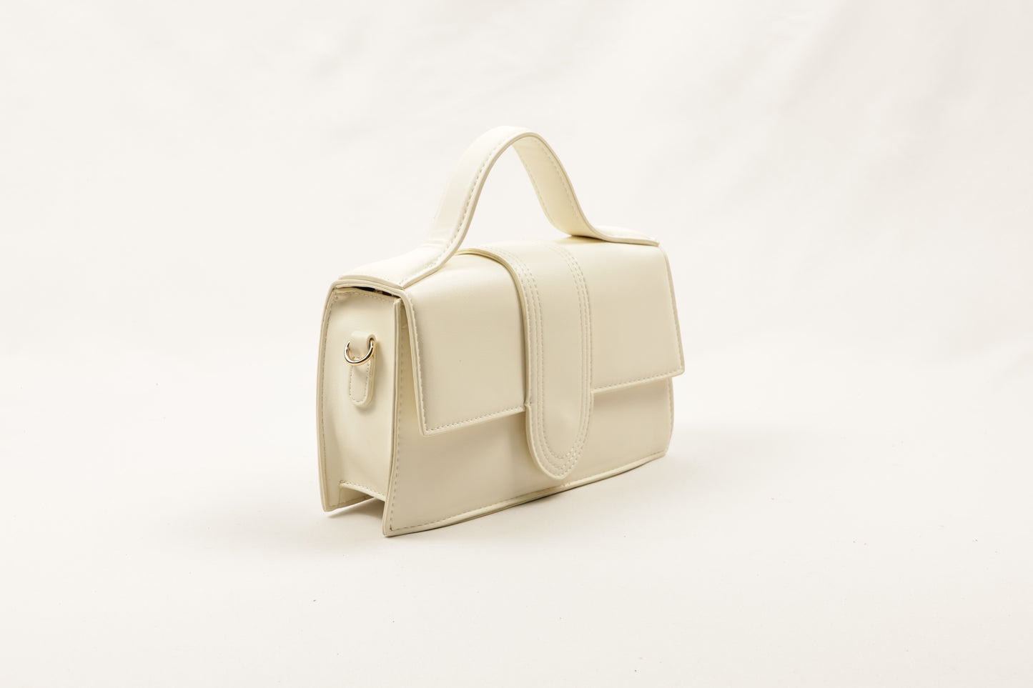 PLLCD Cream White PU Leather Top-Handle Crossbody Bag - Elegant Mini Bag for Daily & Party