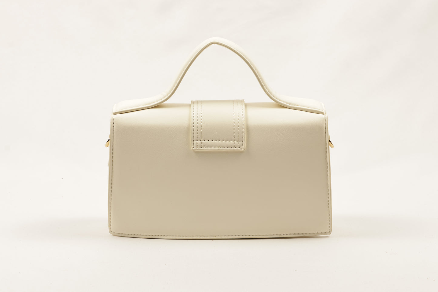 PLLCD Cream White PU Leather Top-Handle Crossbody Bag - Elegant Mini Bag for Daily & Party