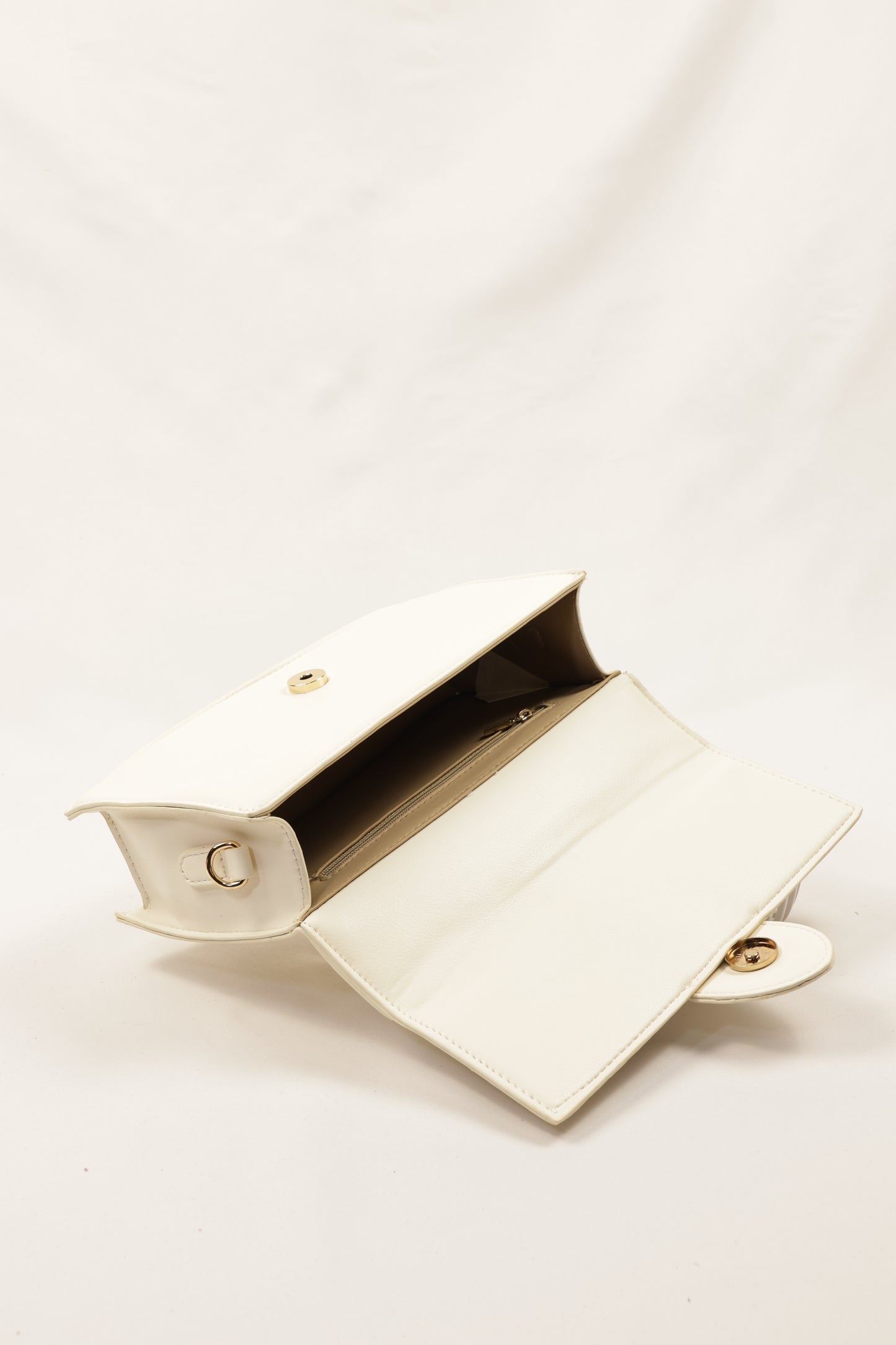 PLLCD Cream White PU Leather Top-Handle Crossbody Bag - Elegant Mini Bag for Daily & Party