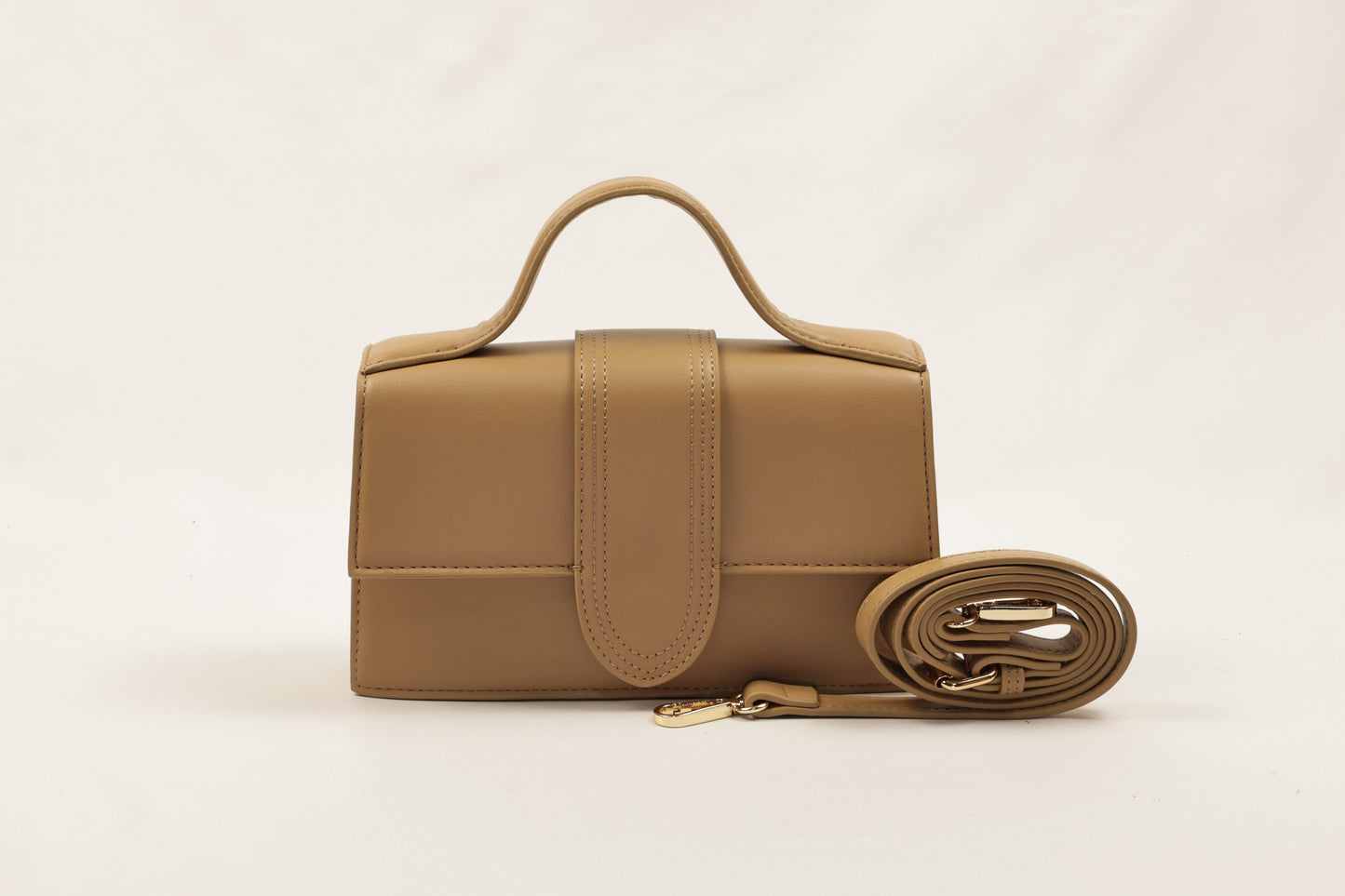 PLLCD Cream White PU Leather Top-Handle Crossbody Bag - Elegant Mini Bag for Daily & Party